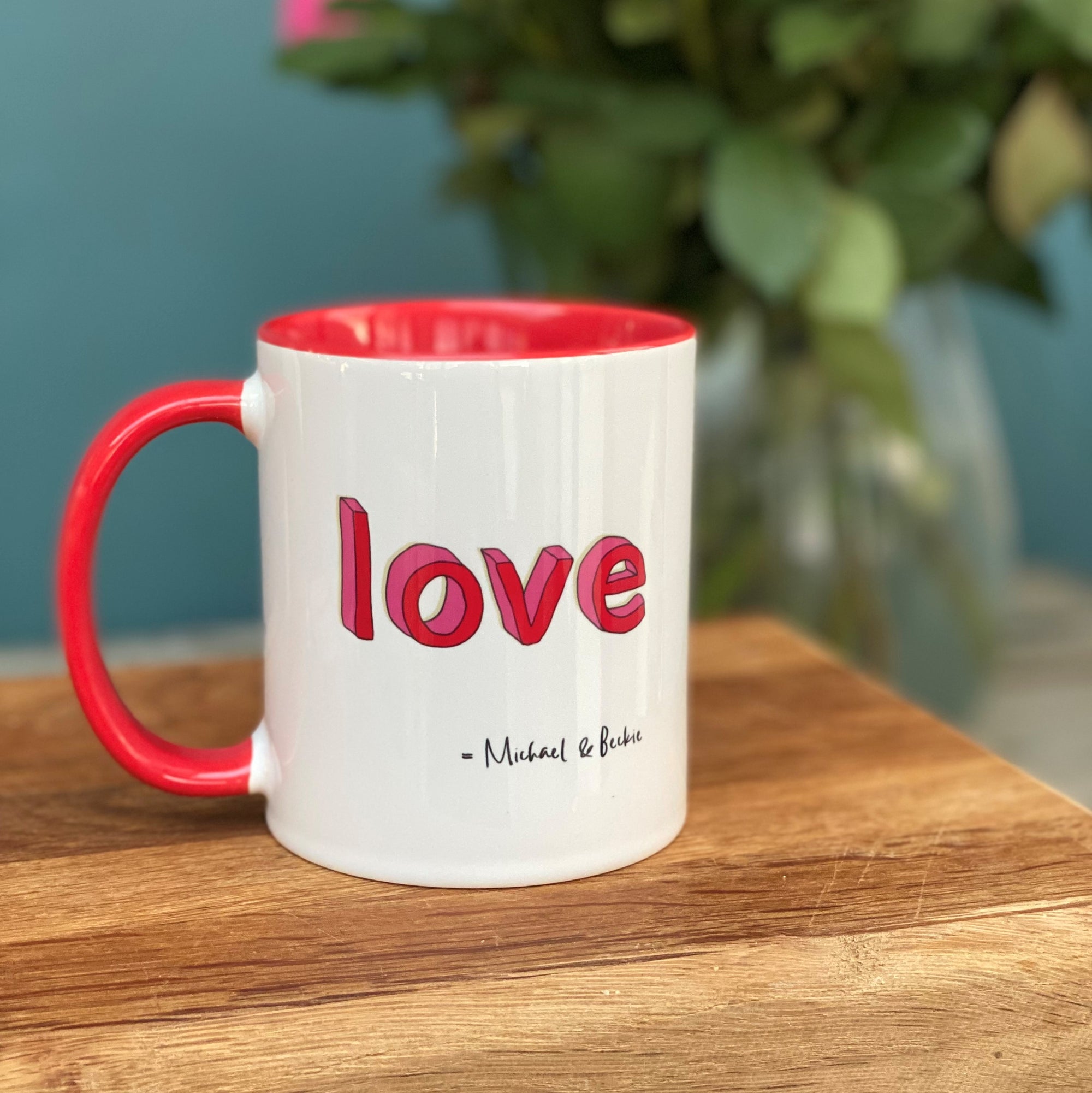 LOVE china mugs with couples names - Hendog Designs