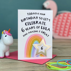 Rainbow And Star Milestone Birthday Card