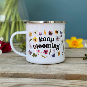 Keep Blooming Pressed Flower Enamel Mug