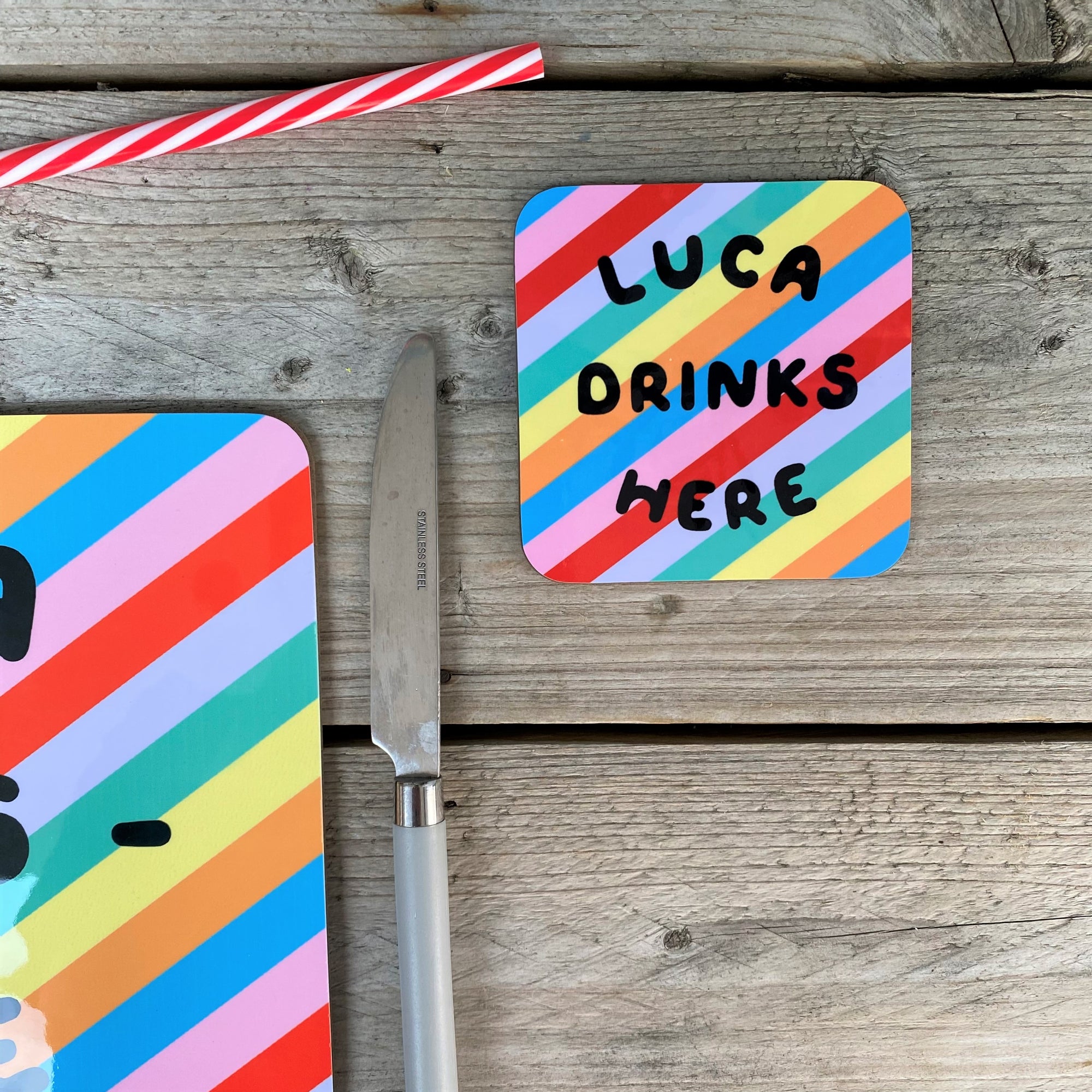 Bright Stripe Personalised Coaster