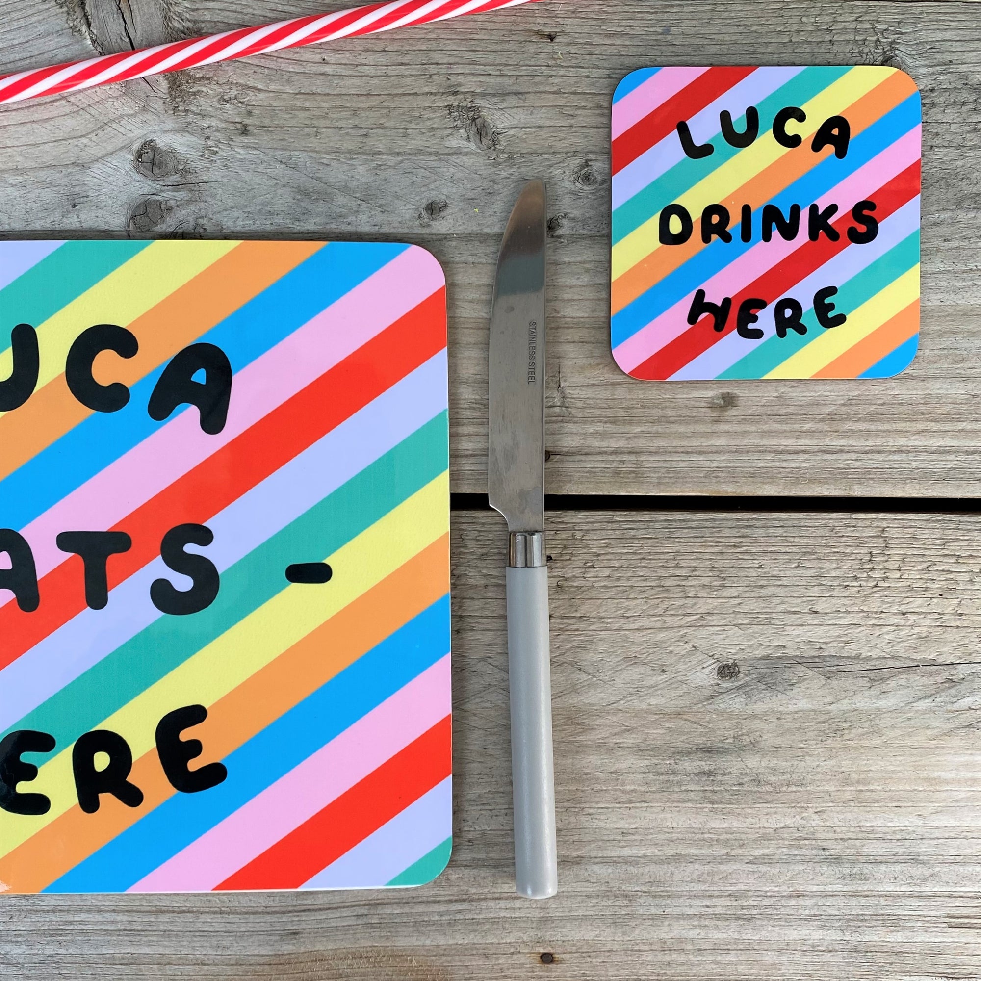 Bright Stripe Personalised Coaster