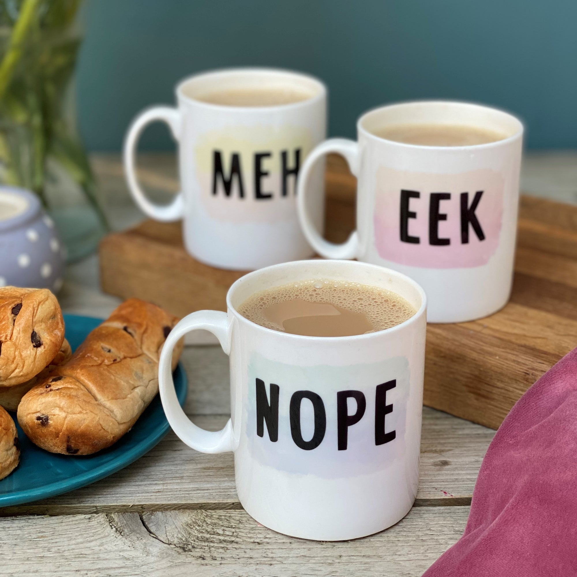 Set of Four Bone China Tie Dye Mood Mugs