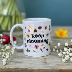 Keep Blooming Pressed Flower China Mug