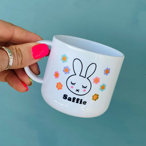 Fun Bunny and Retro Flowers Mini Plastic Cup