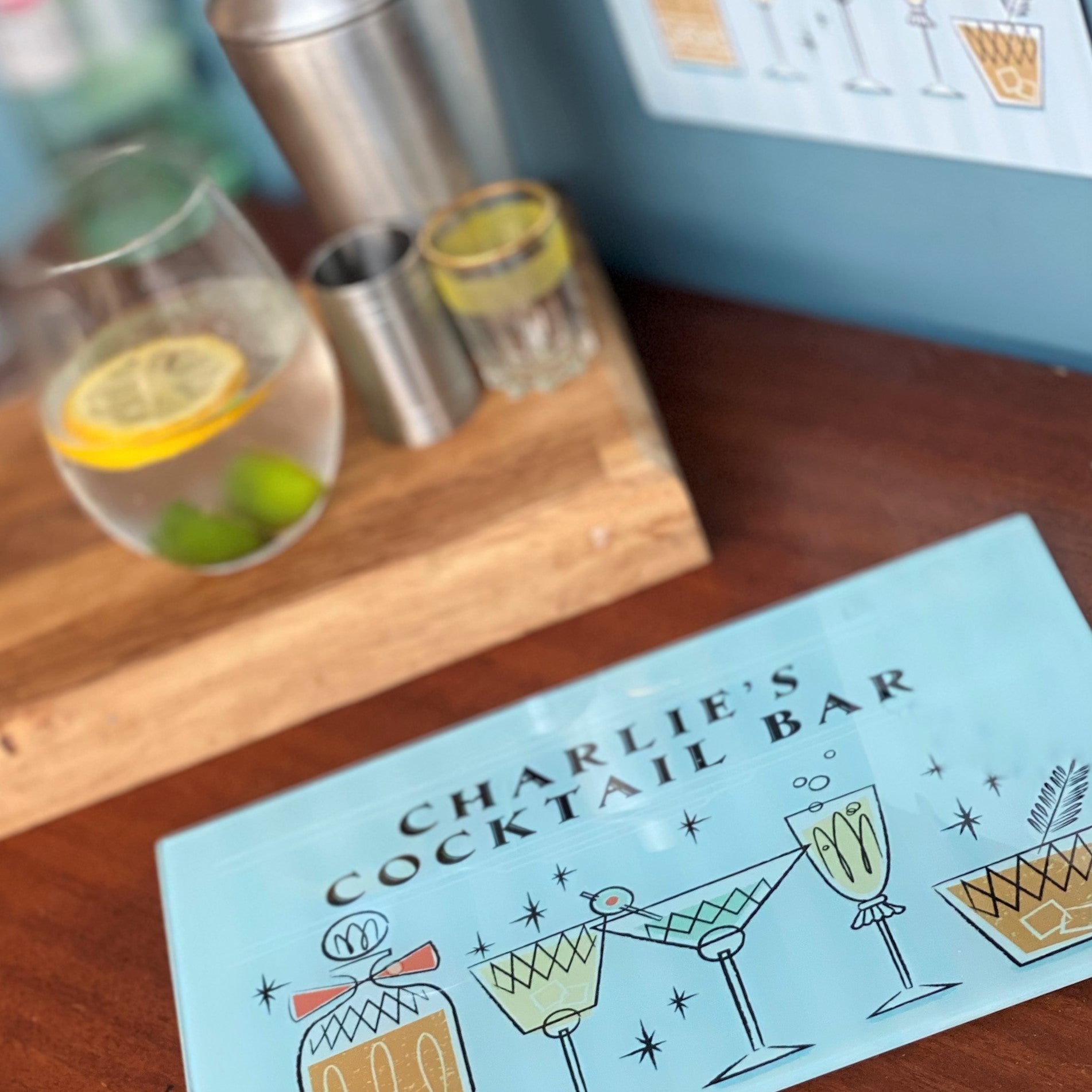 Personalised 'Cocktail Bar' Glass Cutting Board