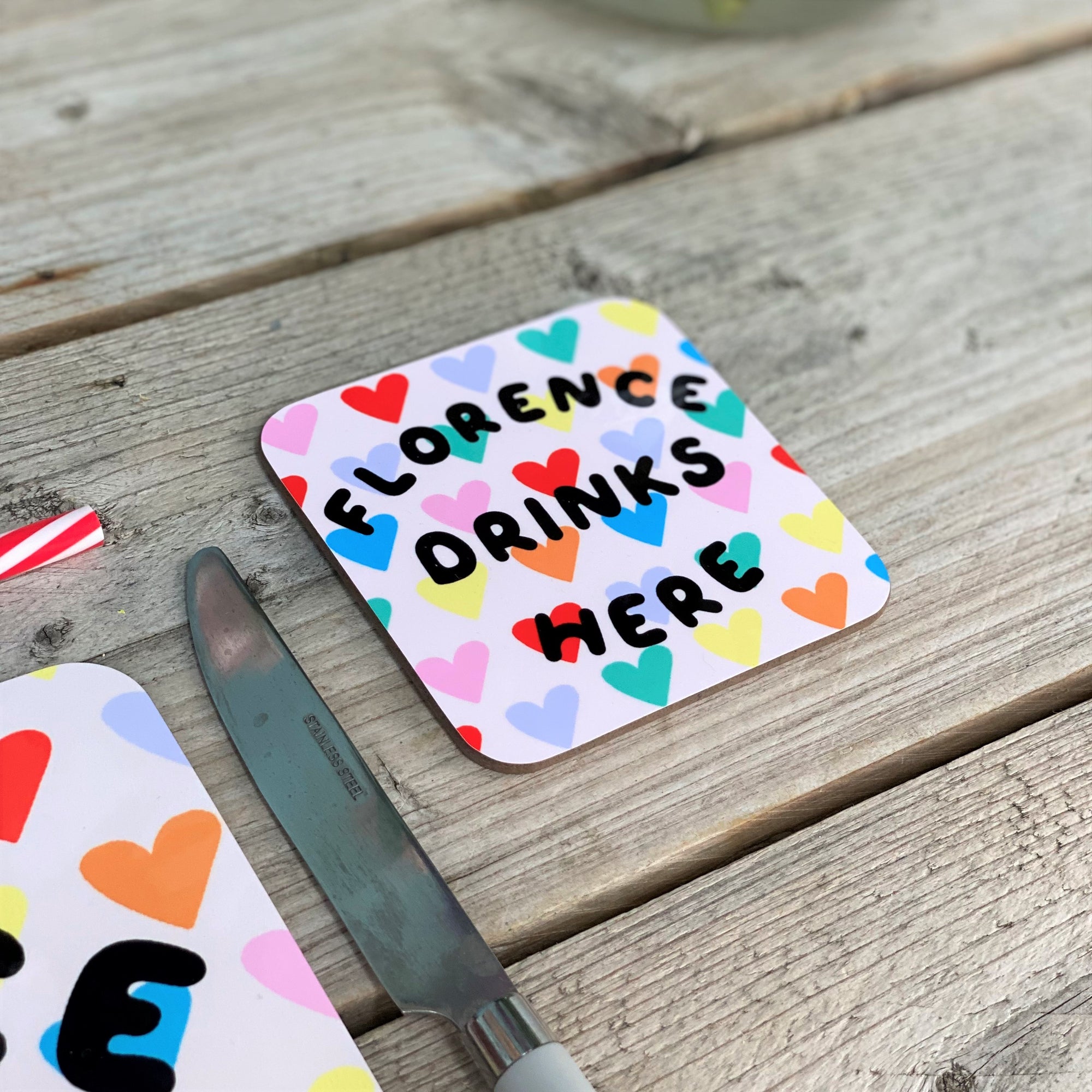 Bright Hearts Personalised Coaster