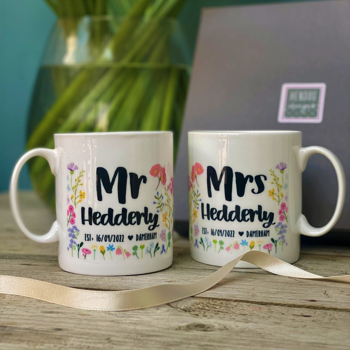 Mr And Mrs Personalised Enamel Mug Wedding Set - Hendog Designs