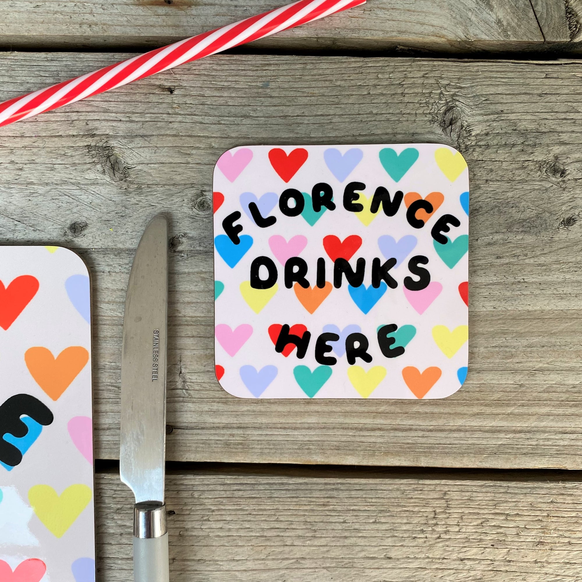 Bright Hearts Personalised Coaster