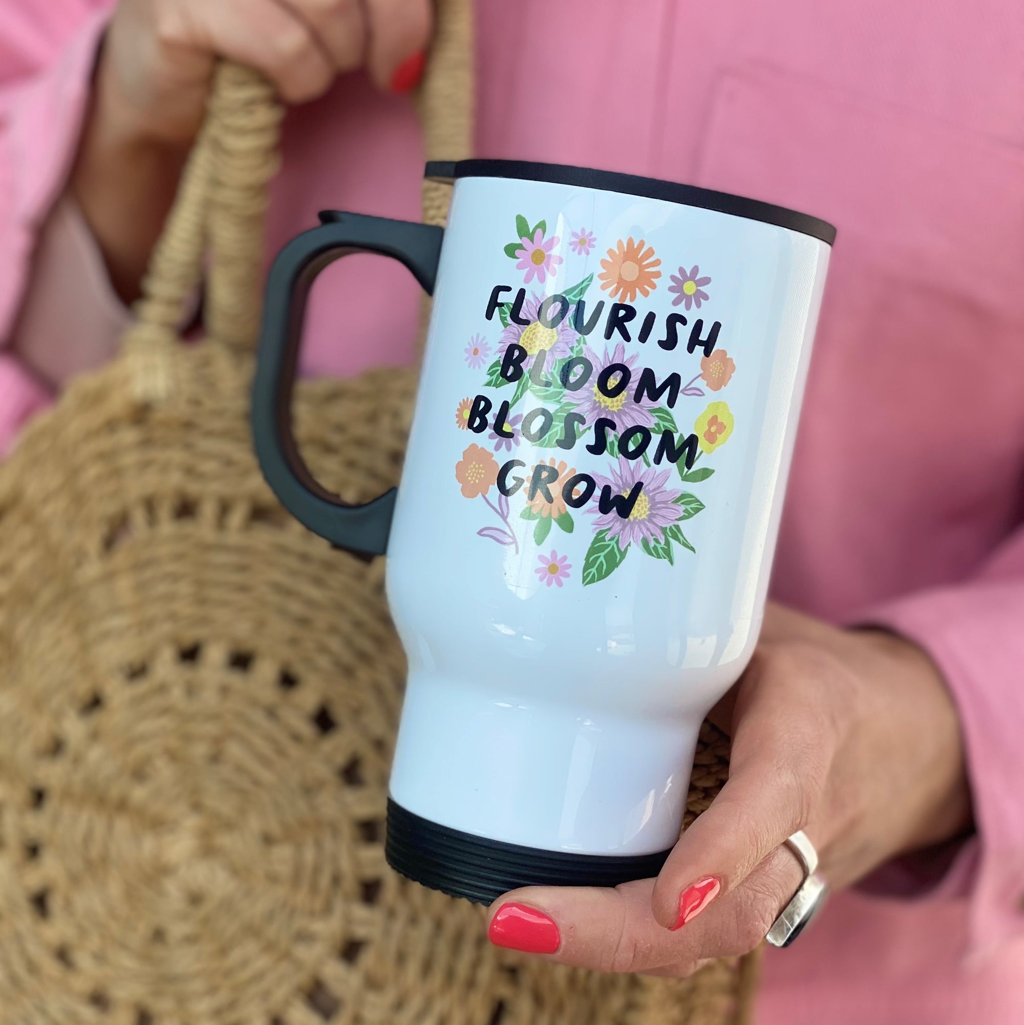 Empowering Flower Power Travel Mug