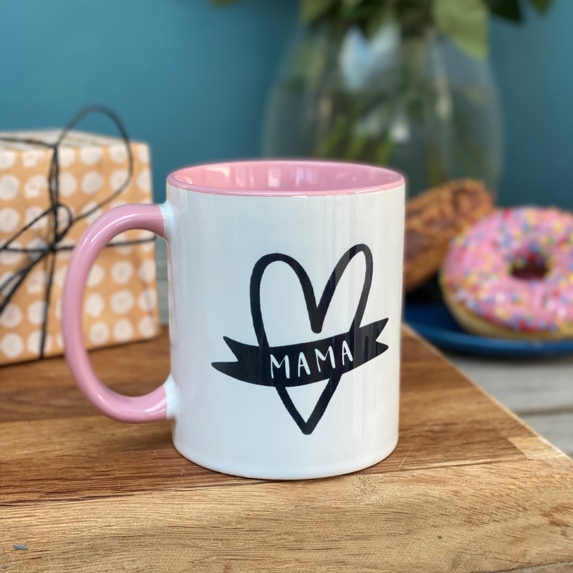 Mama Monochrome Heart China Mug