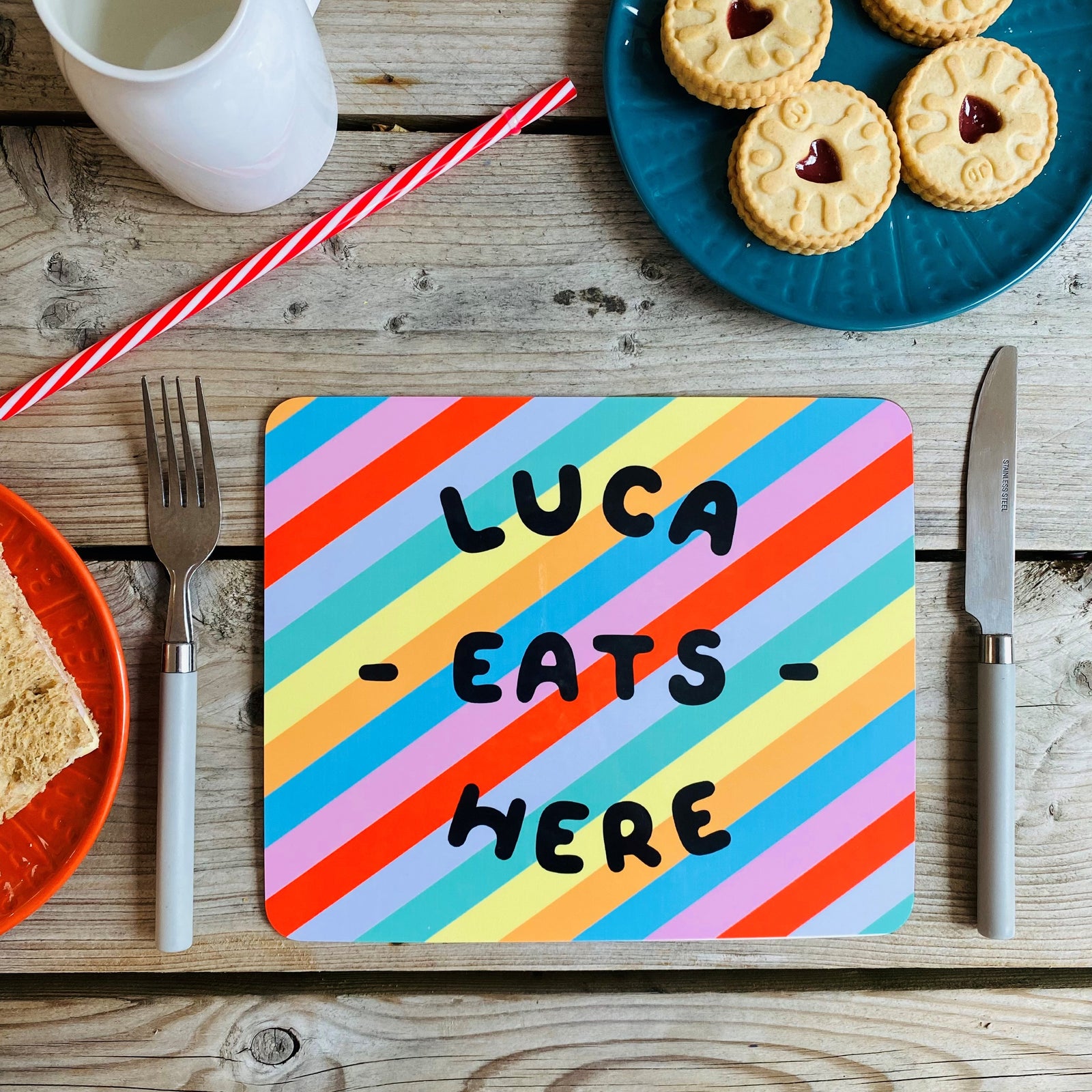 Bright Striped Personalised Placemat