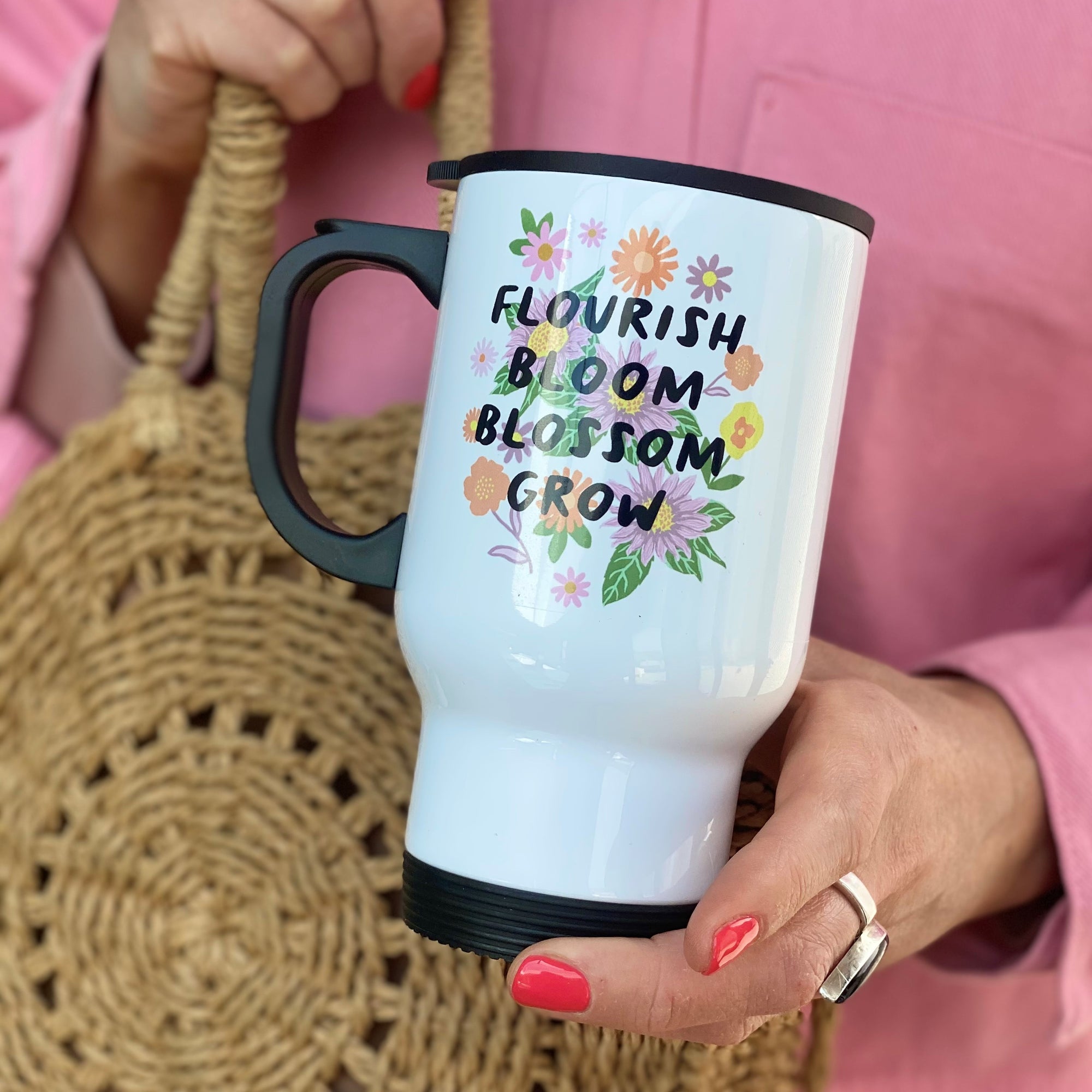 Empowering Flower Power Travel Mug