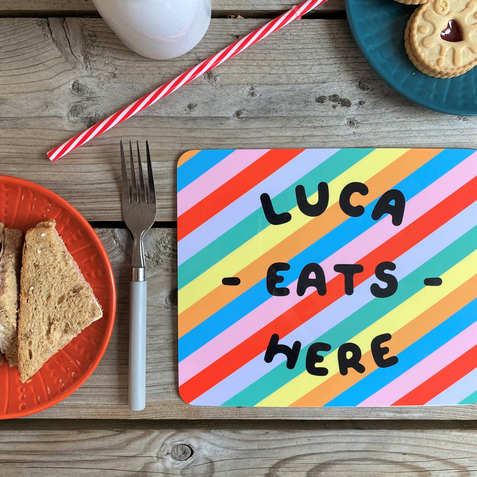 Bright Striped Personalised Placemat