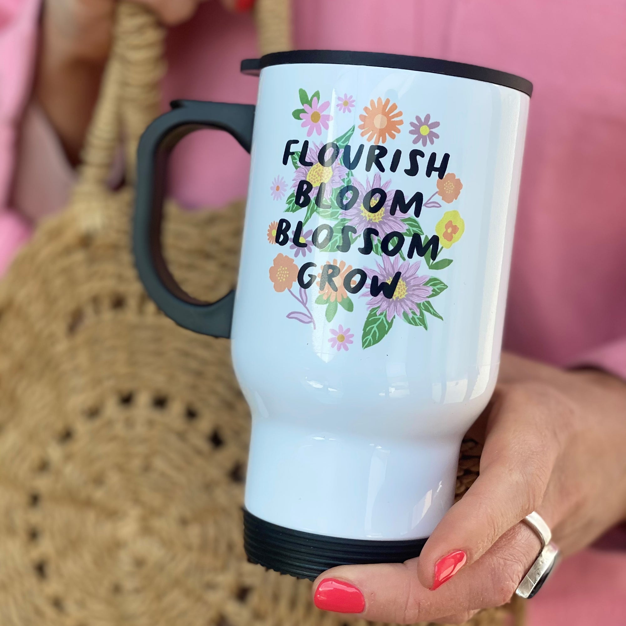 Empowering Flower Power Travel Mug