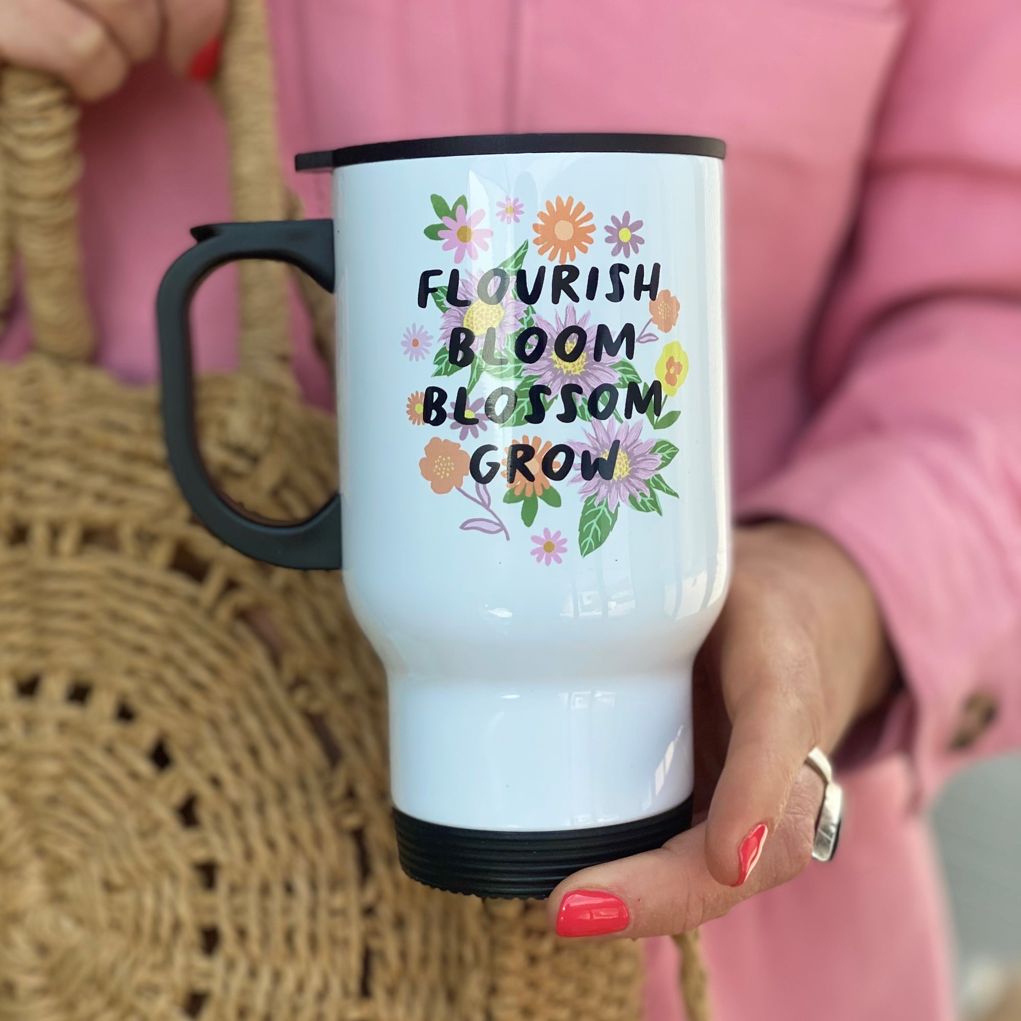 Empowering Flower Power Travel Mug