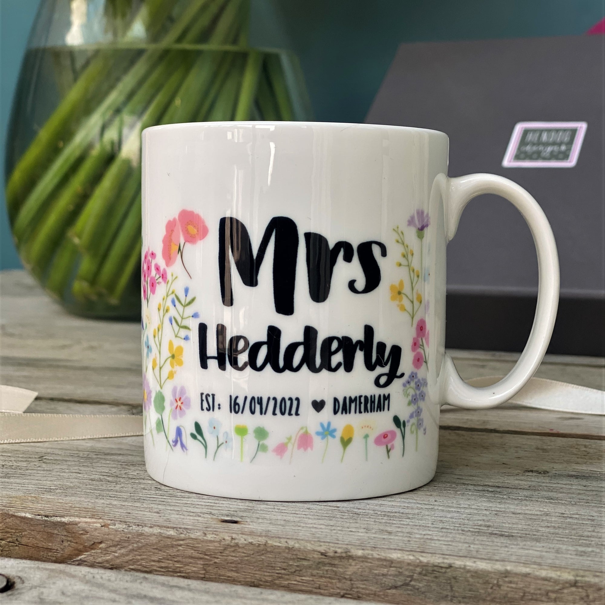 Mr And Mrs Floral Wedding Bone China Mug Set