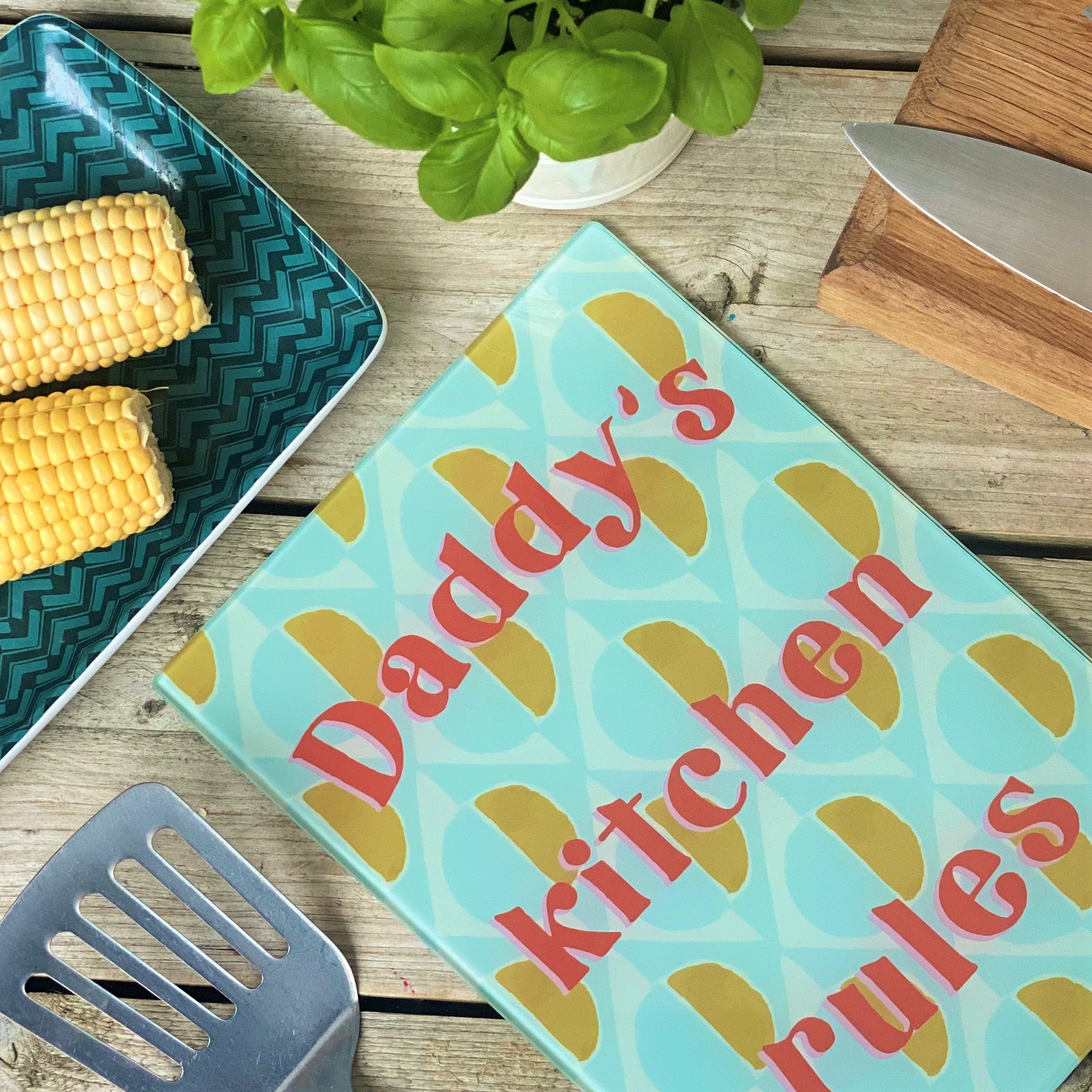 Daddy's Kitchen Rules Glass Chopping Board