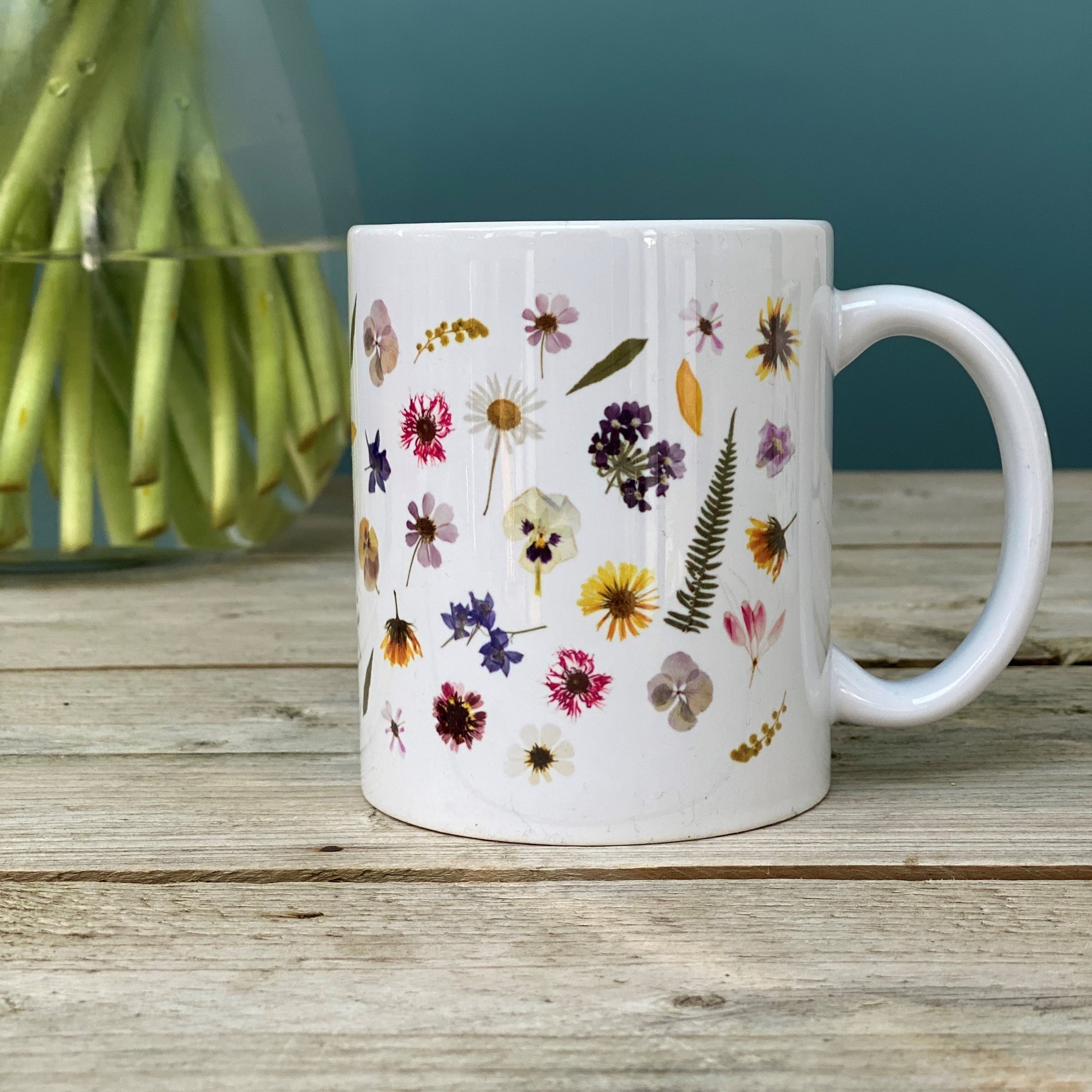 Keep Blooming Pressed Flower China Mug