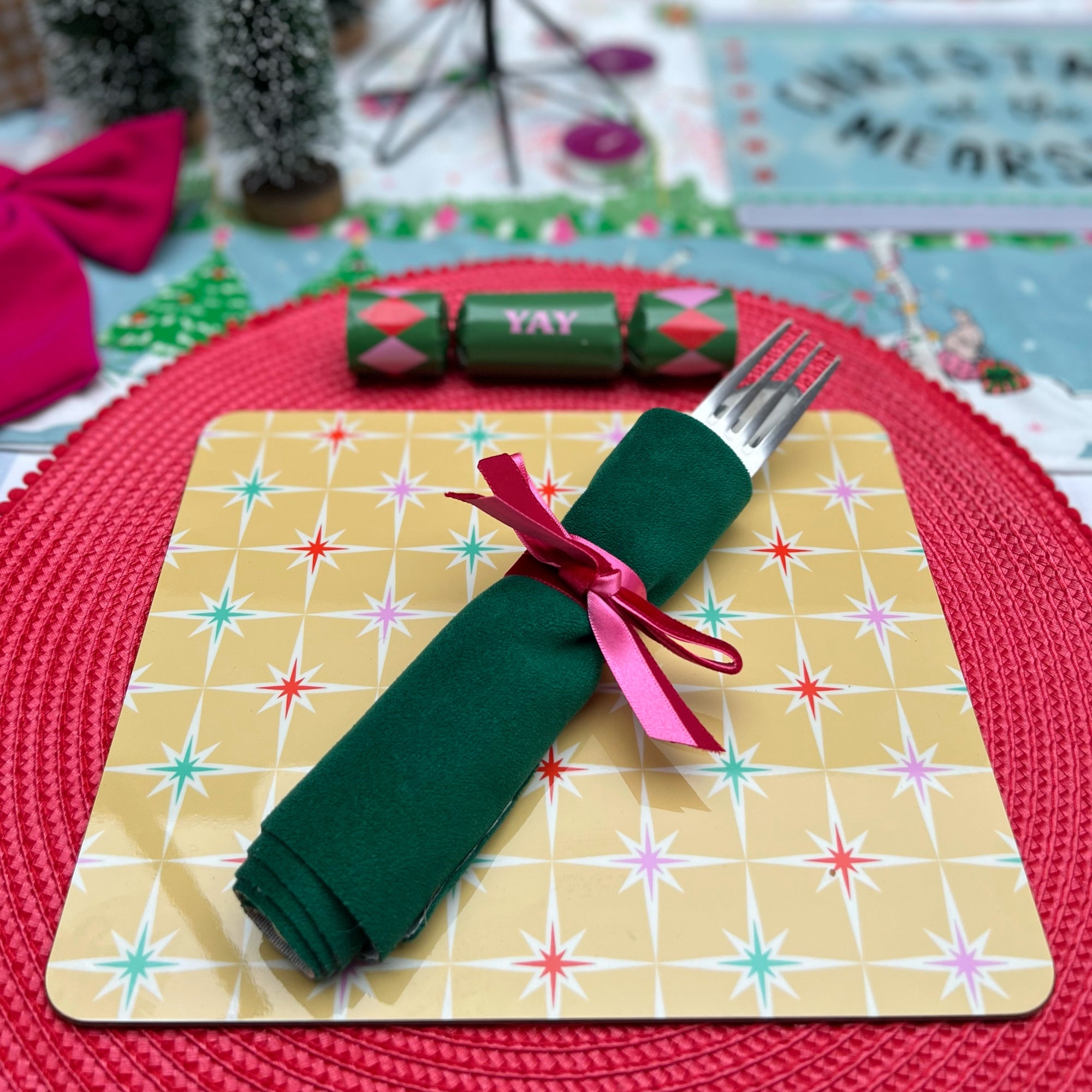 Bright 1950s Christmas Placemats