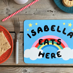 Bright Rainbow And Clouds Personalised Placemat