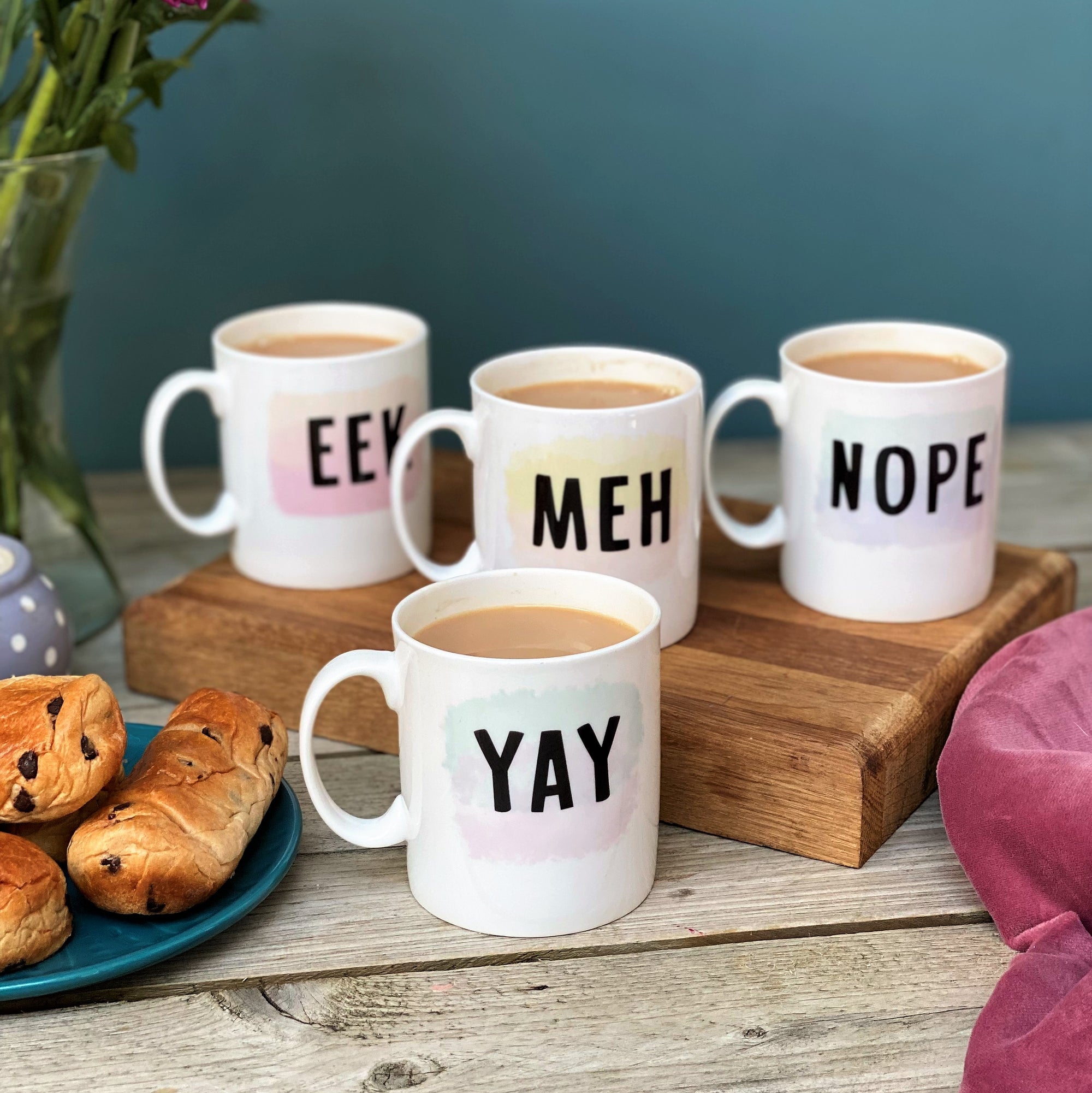 Set of Four Bone China Tie Dye Mood Mugs