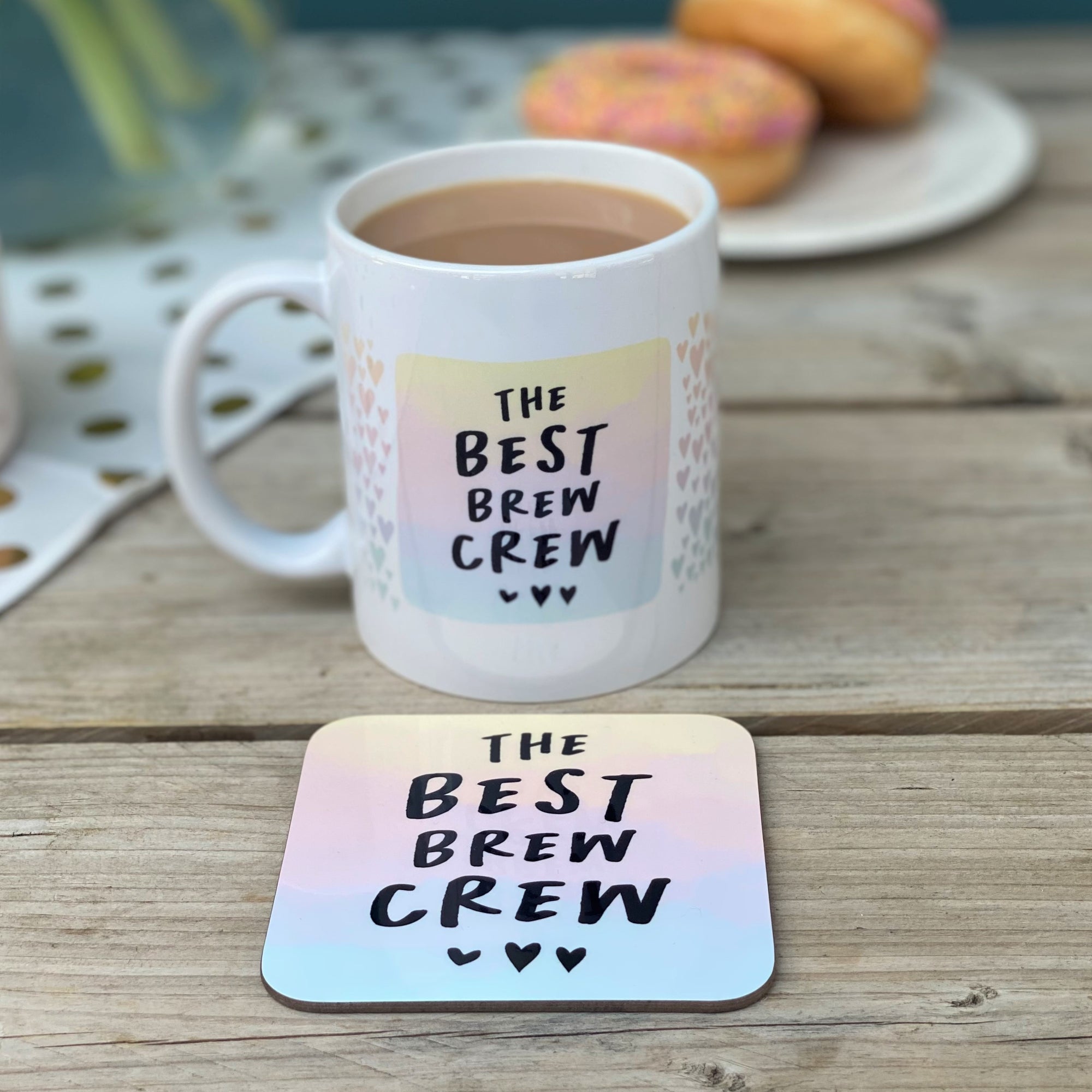 Ombre Hearts Brew Crew Coaster