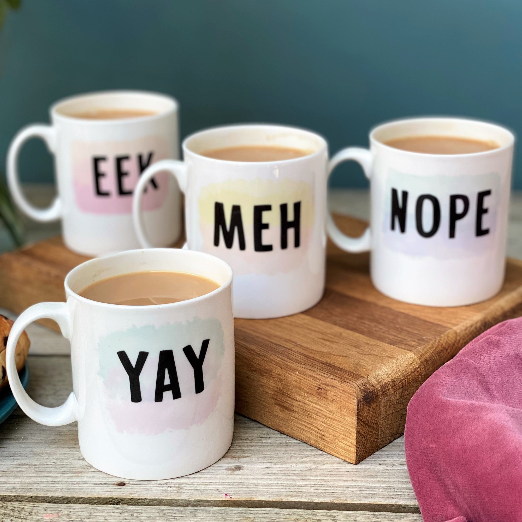 Set of Four Bone China Tie Dye Mood Mugs