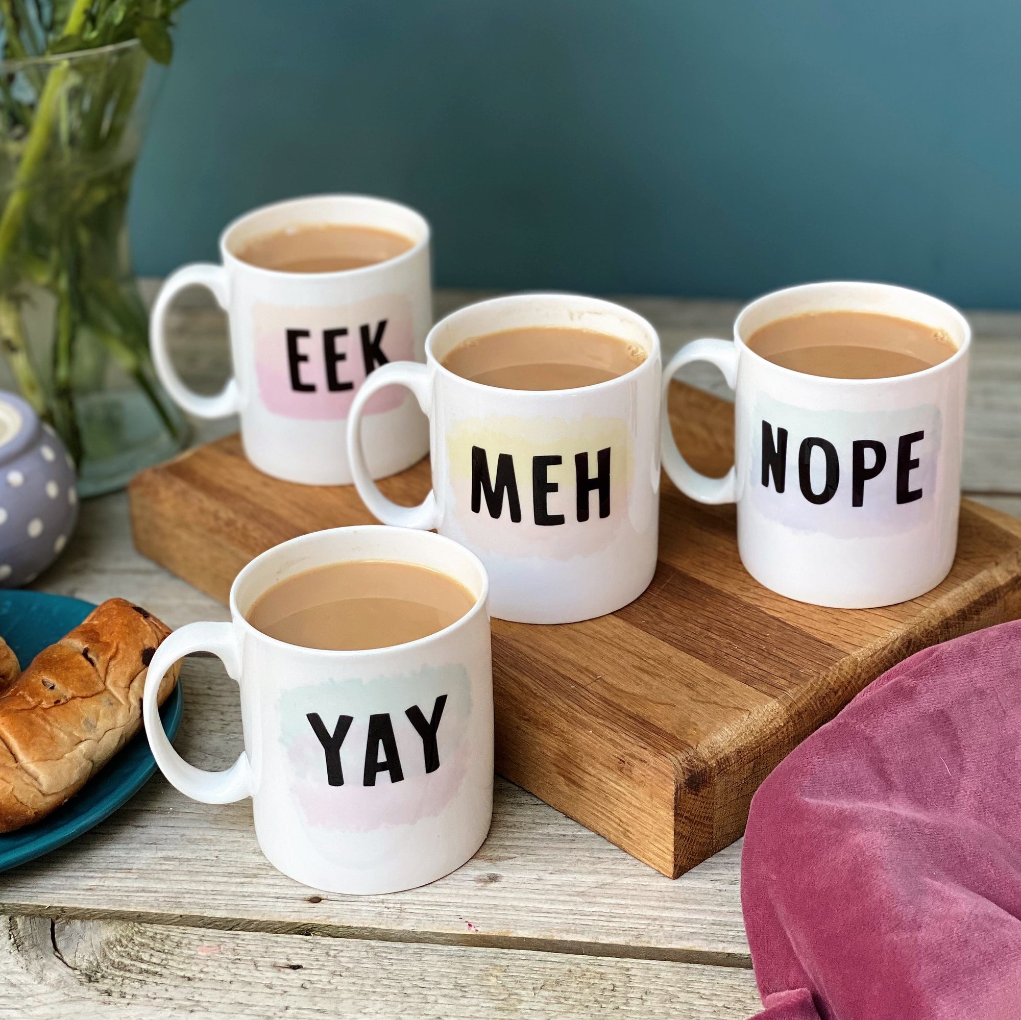 Set of Four Bone China Tie Dye Mood Mugs