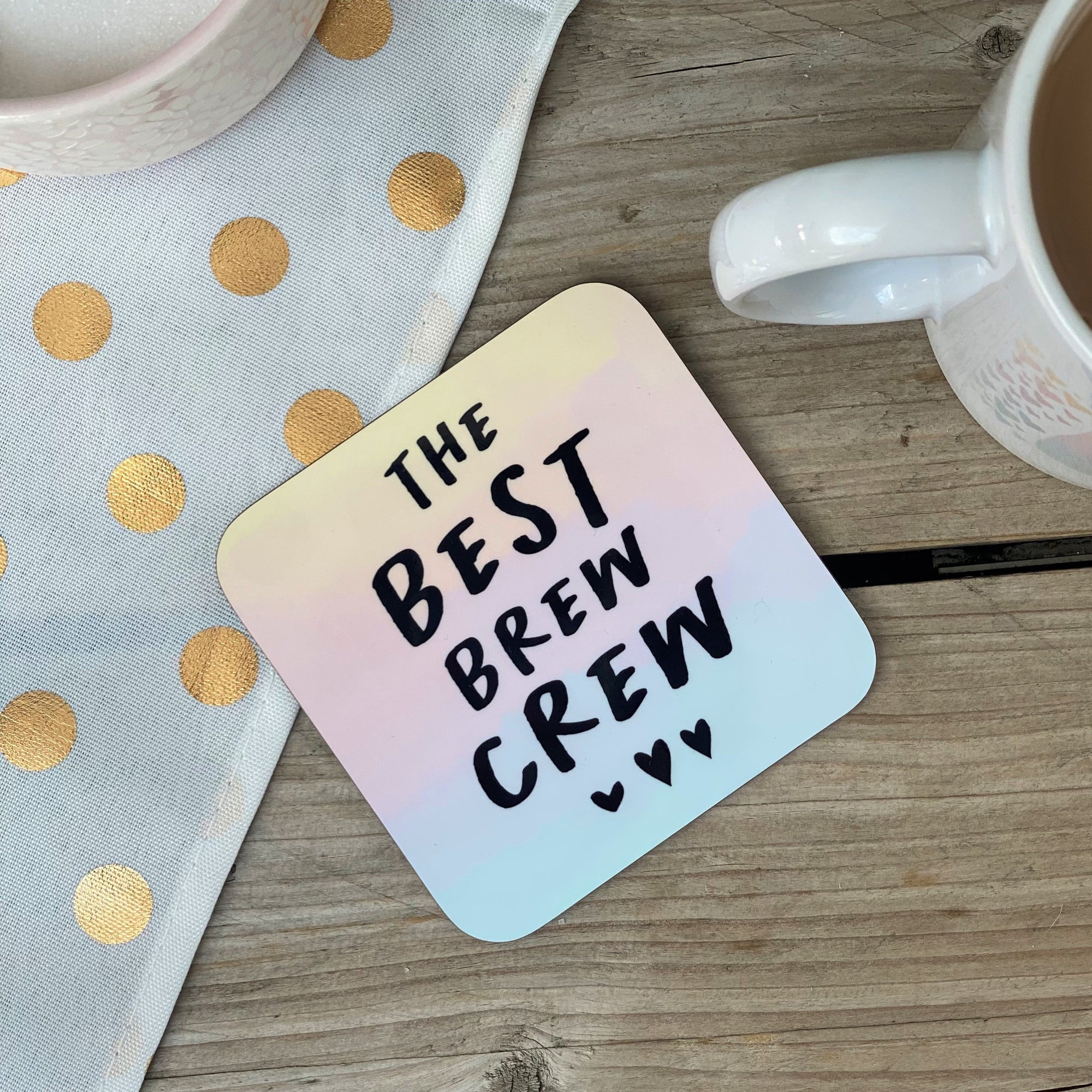 Ombre Hearts Brew Crew Coaster