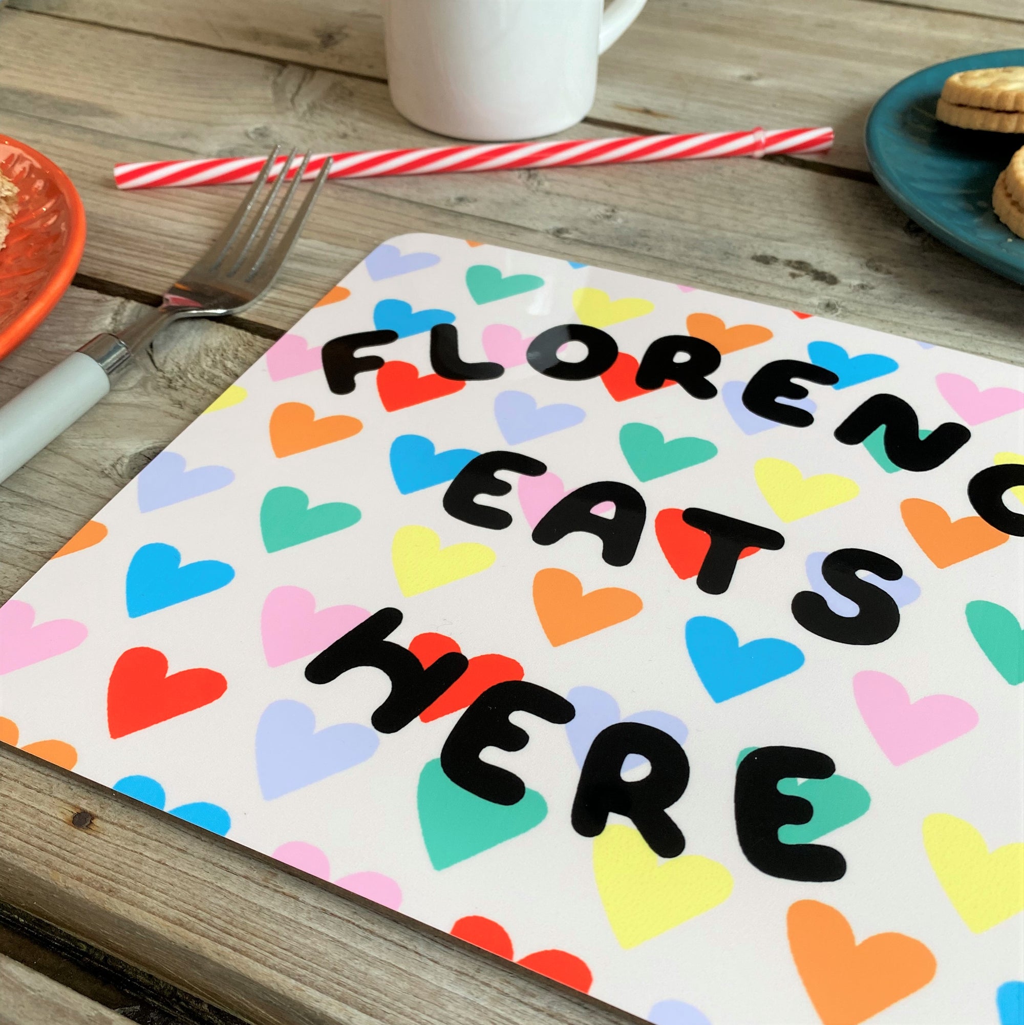 Bright Hearts Personalised Placemat