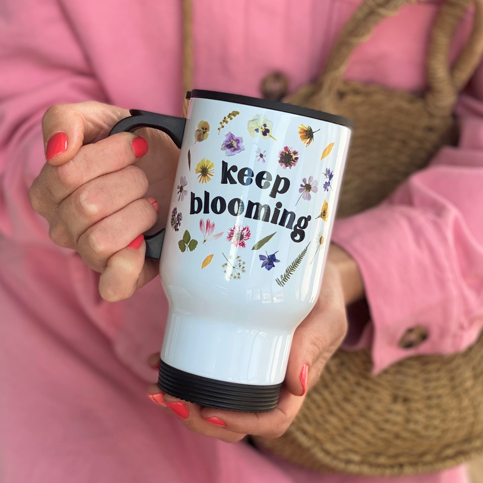 Keep Blooming Pressed Flower Travel Mug