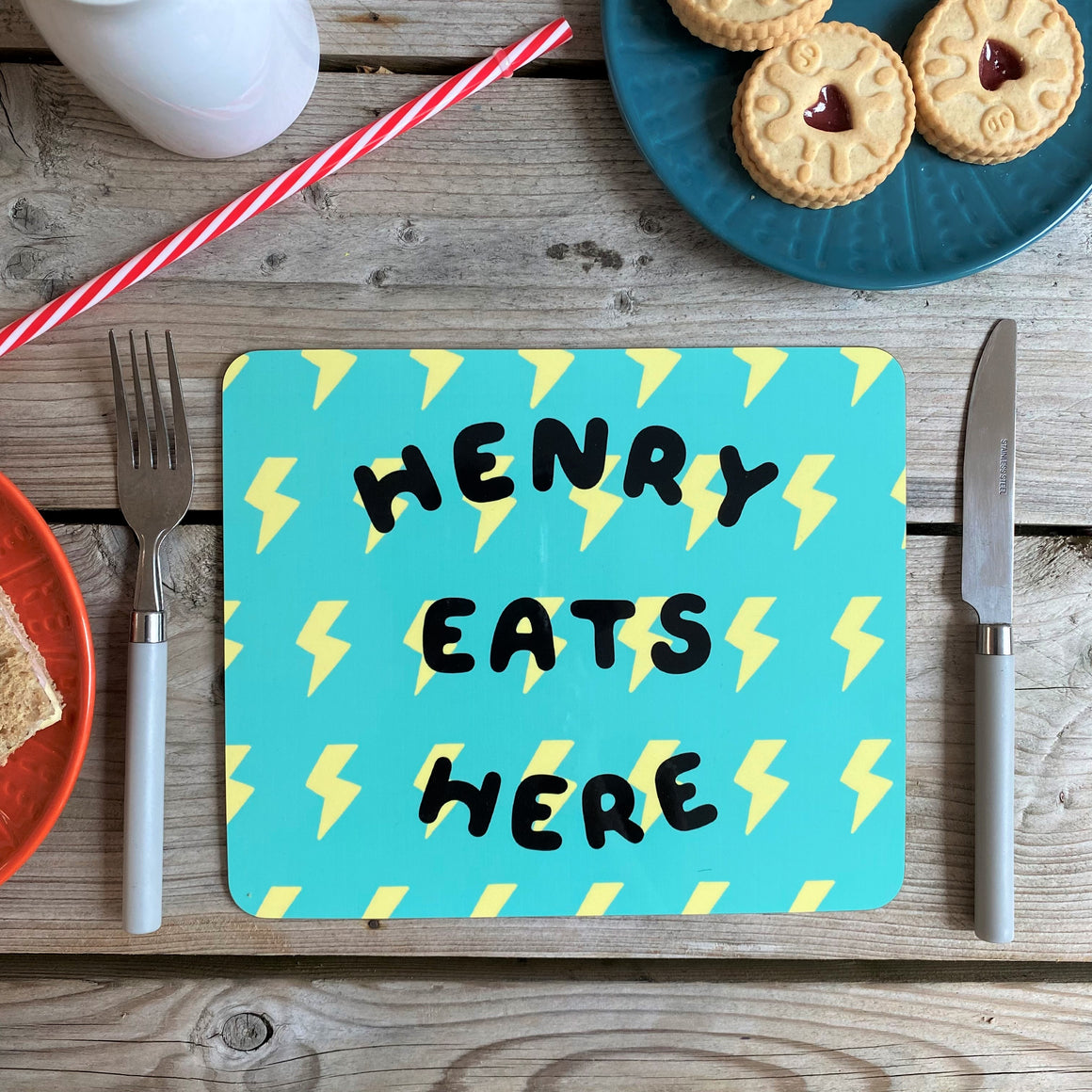 Bright Aqua And Yellow Lightning Placemat
