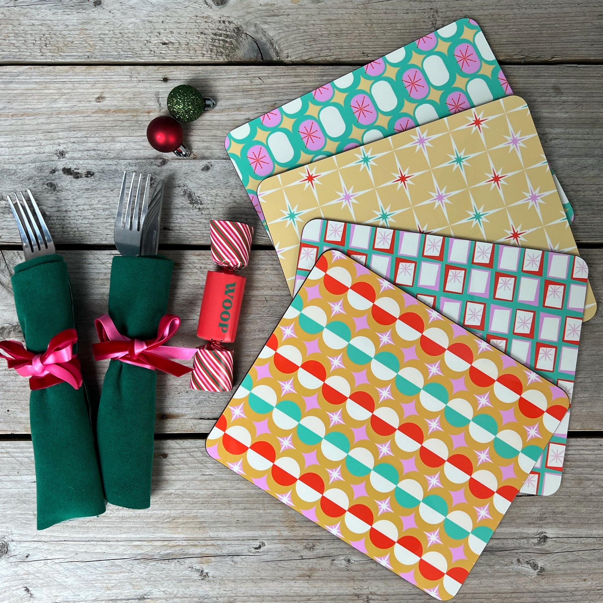 Bright 1950s Christmas Placemats