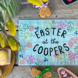 Easter Floral Glass Chopping Board