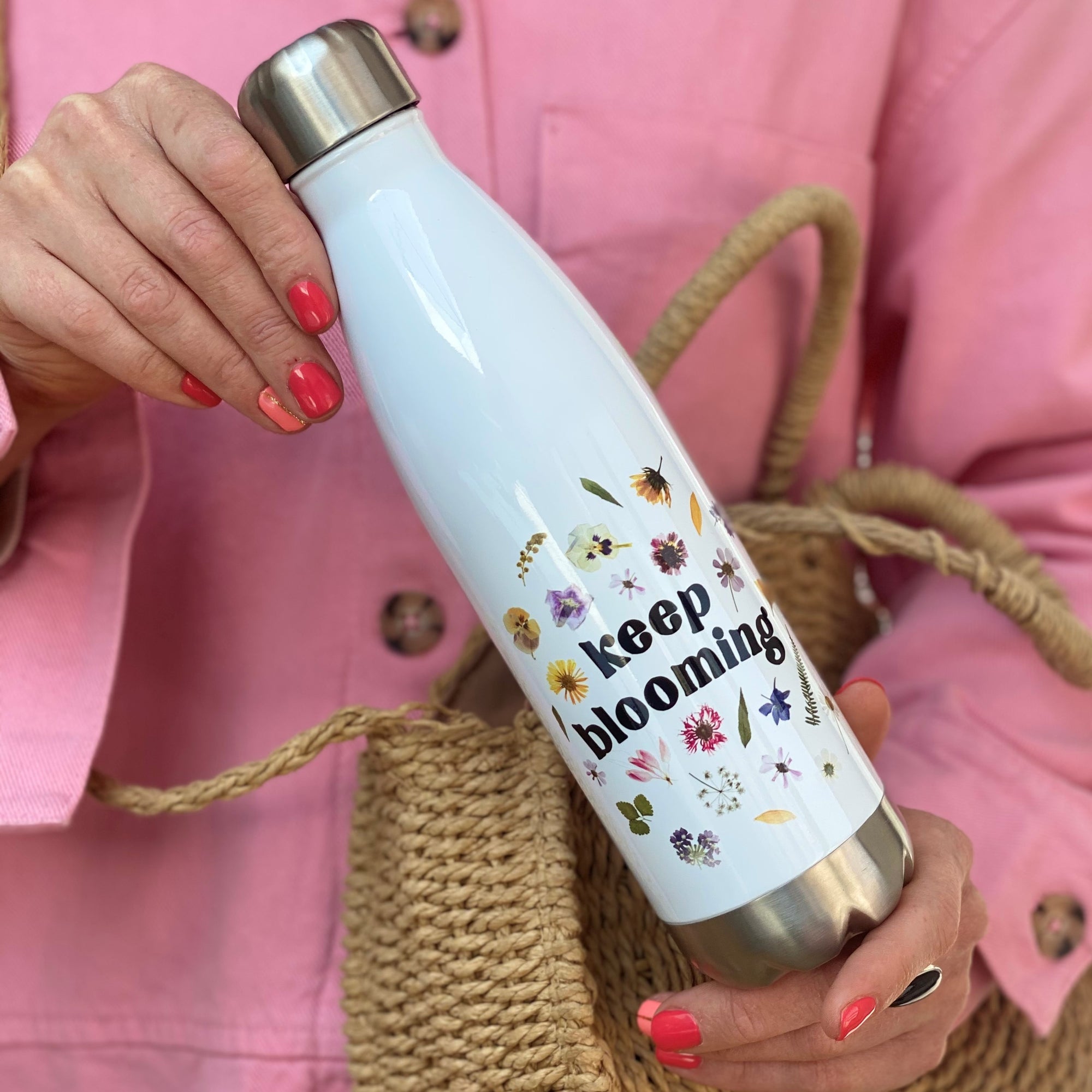 Keep Blooming Pressed Flowers Luxury Water Bottle