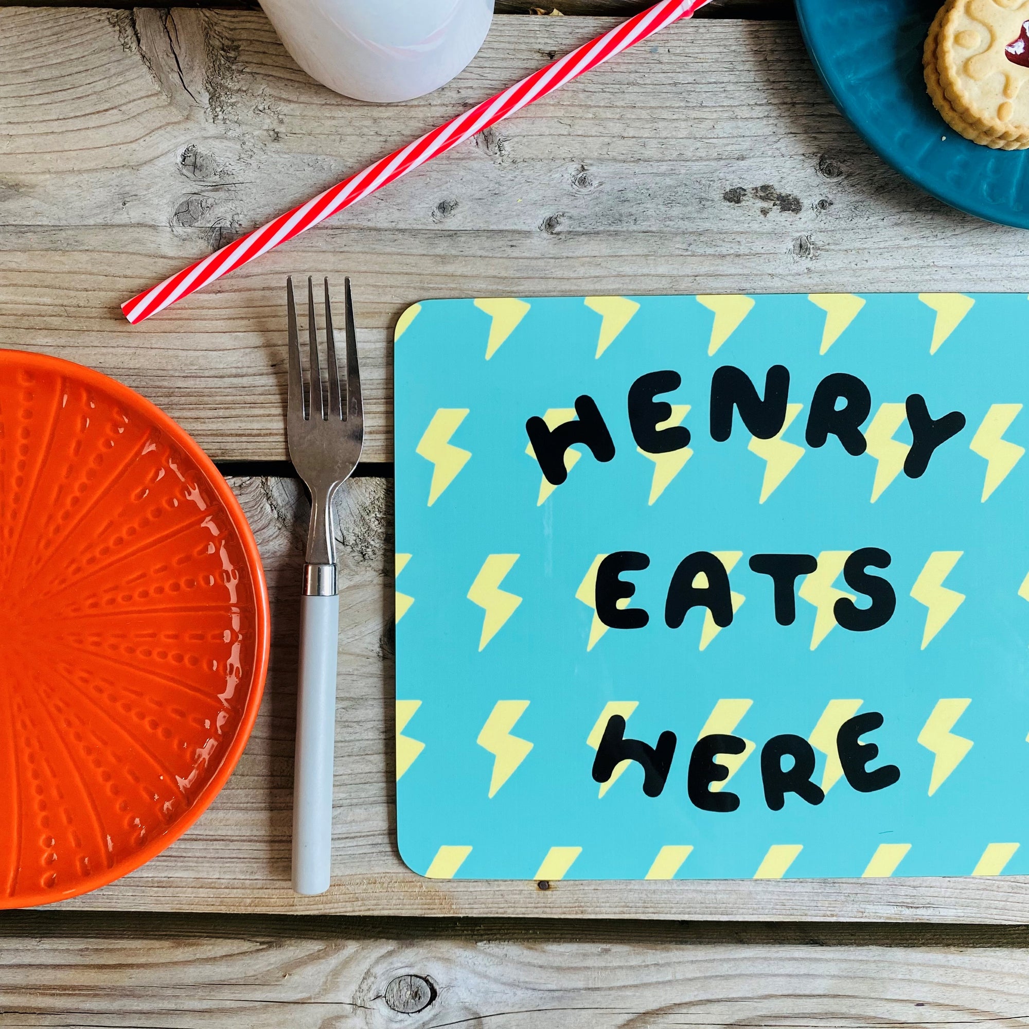 Bright Aqua And Yellow Lightning Placemat