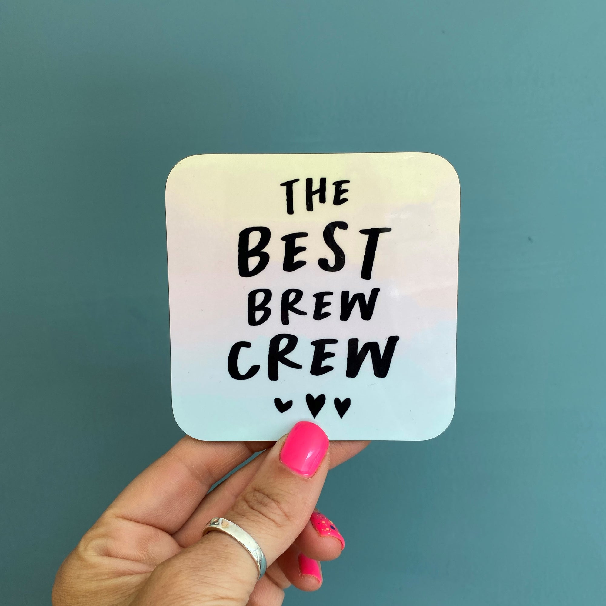 Ombre Hearts Brew Crew Coaster