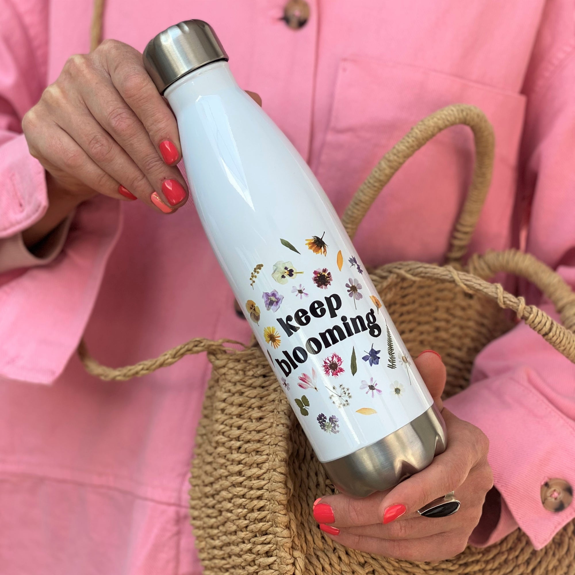 Keep Blooming Pressed Flowers Luxury Water Bottle