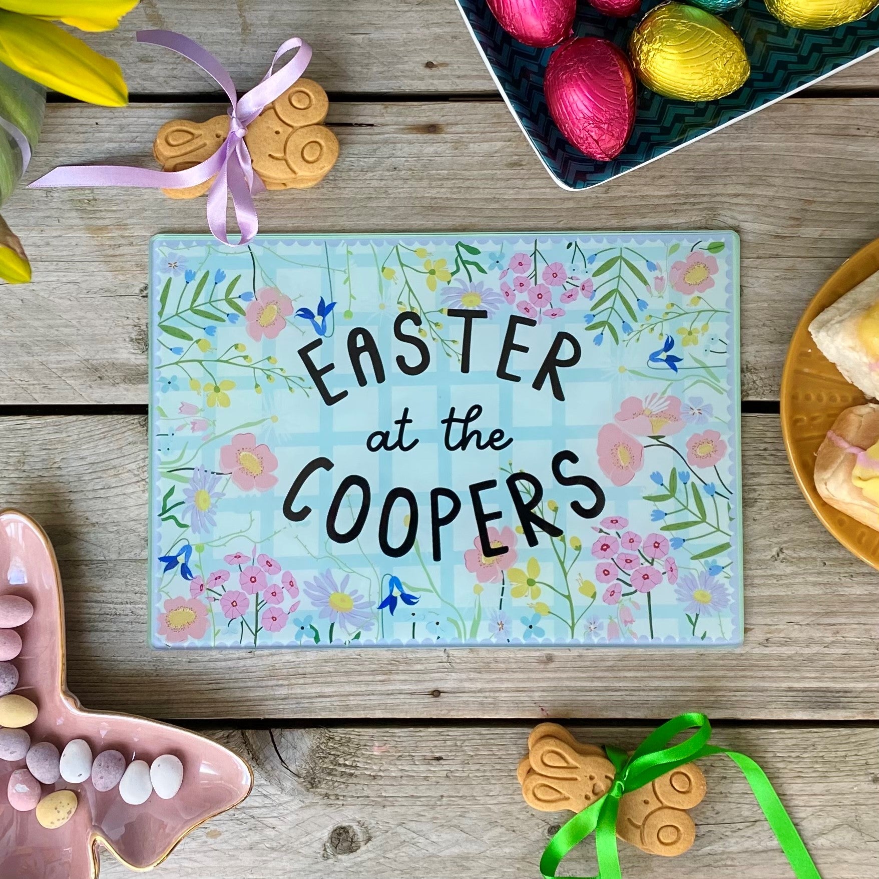 Easter Floral Glass Chopping Board