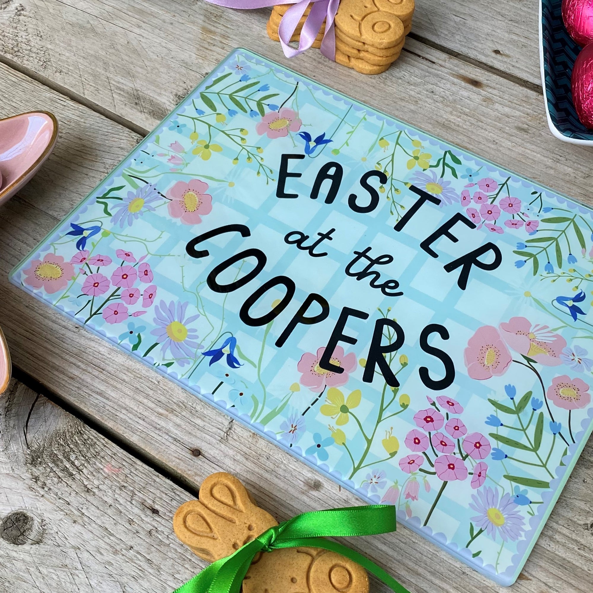 Easter Floral Glass Chopping Board