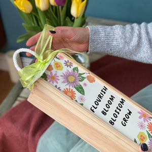 Teacher Floral Wine Box with personalised Tin Tag (Bottle not included)