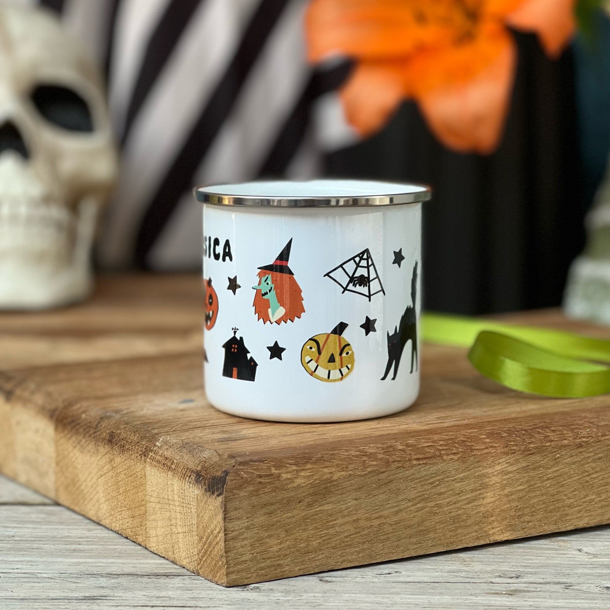 Personalised Halloween Enamel Mug