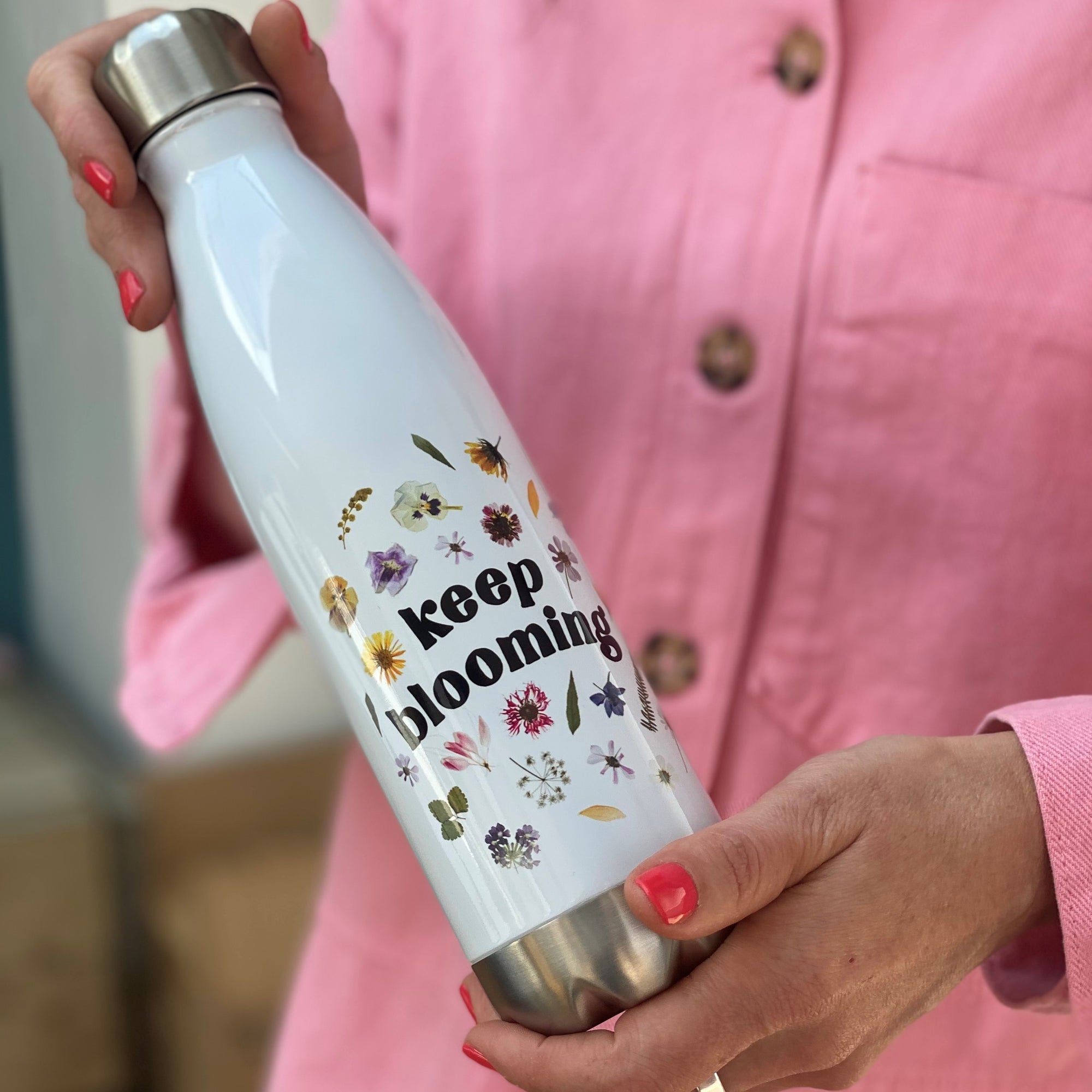 Keep Blooming Pressed Flowers Luxury Water Bottle