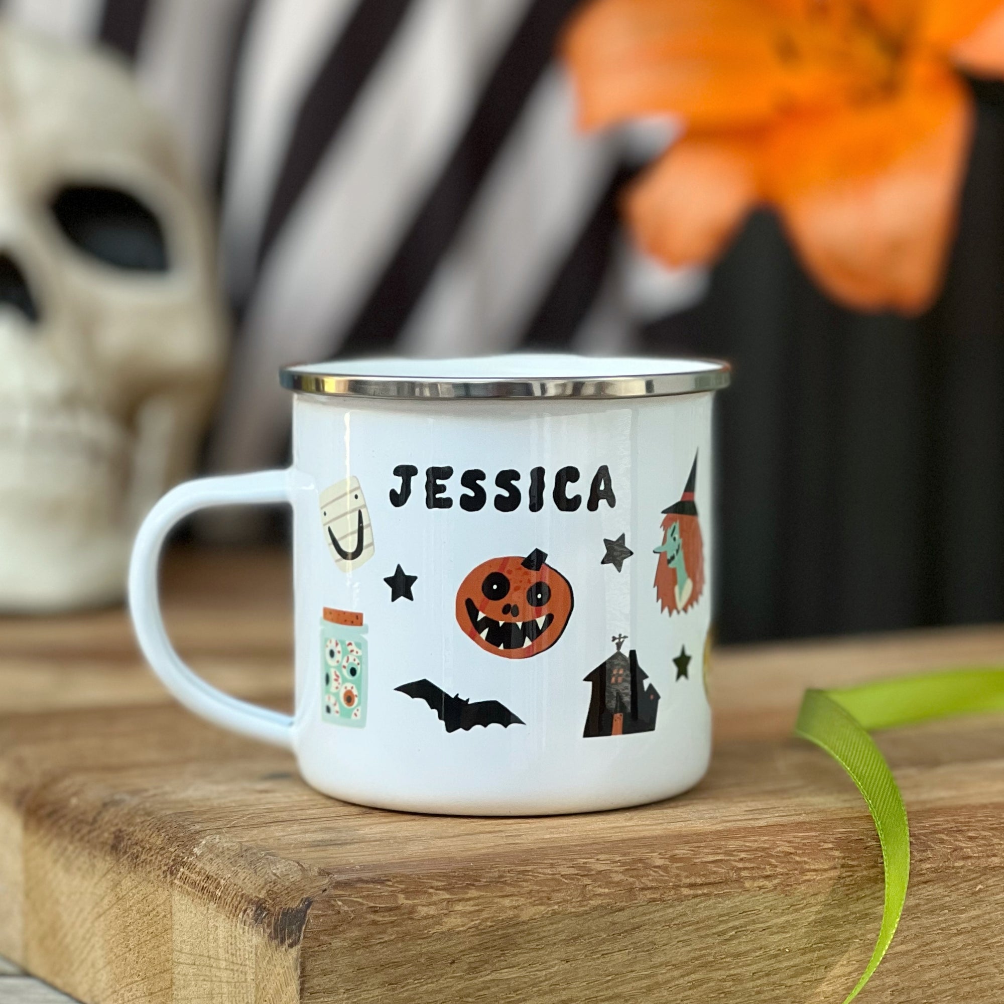 Personalised Halloween Enamel Mug