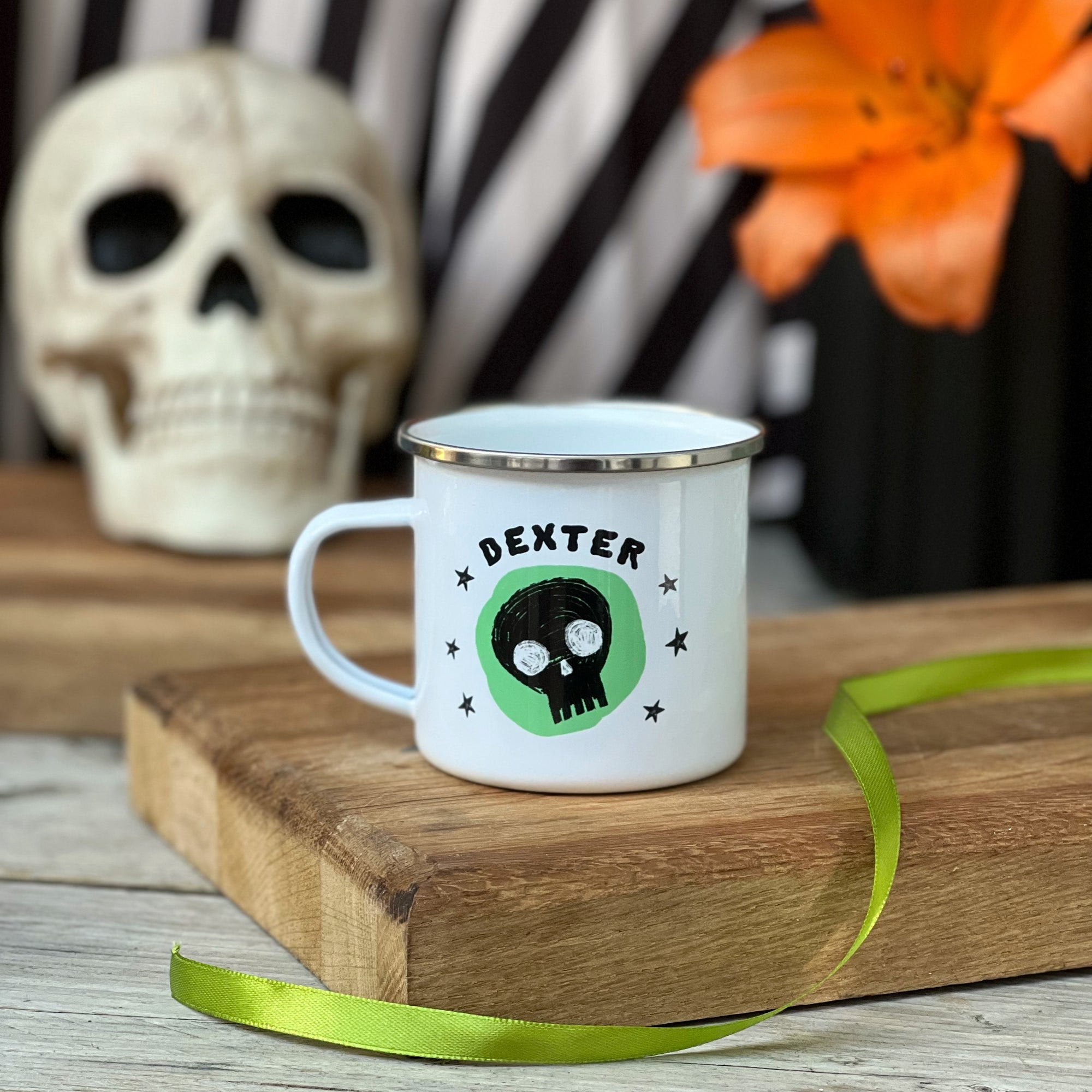 Personalised Skull Enamel Mug