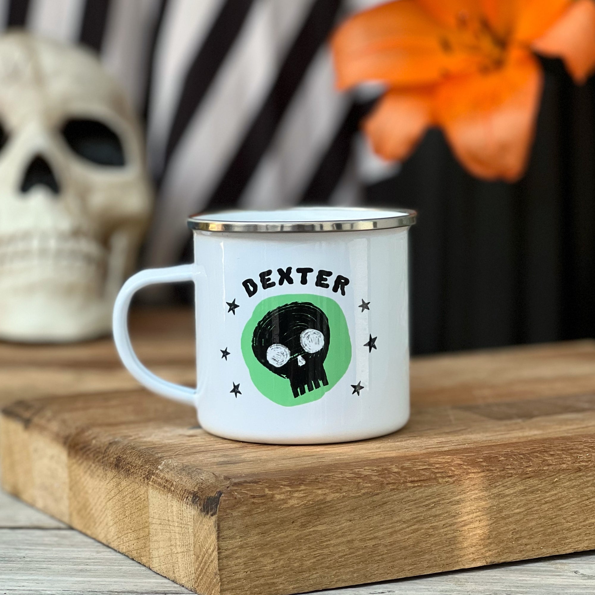 Personalised Skull Enamel Mug