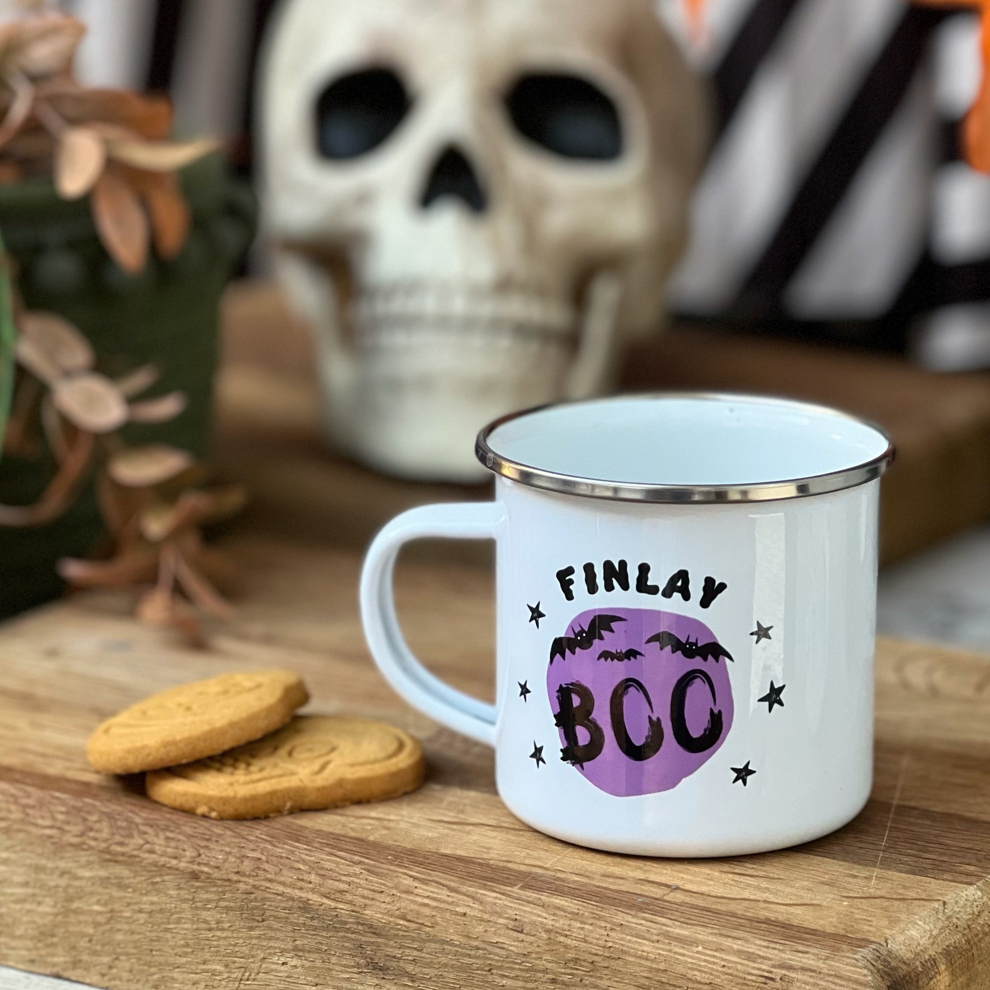 Personalised Boo! Halloween Enamel Mug