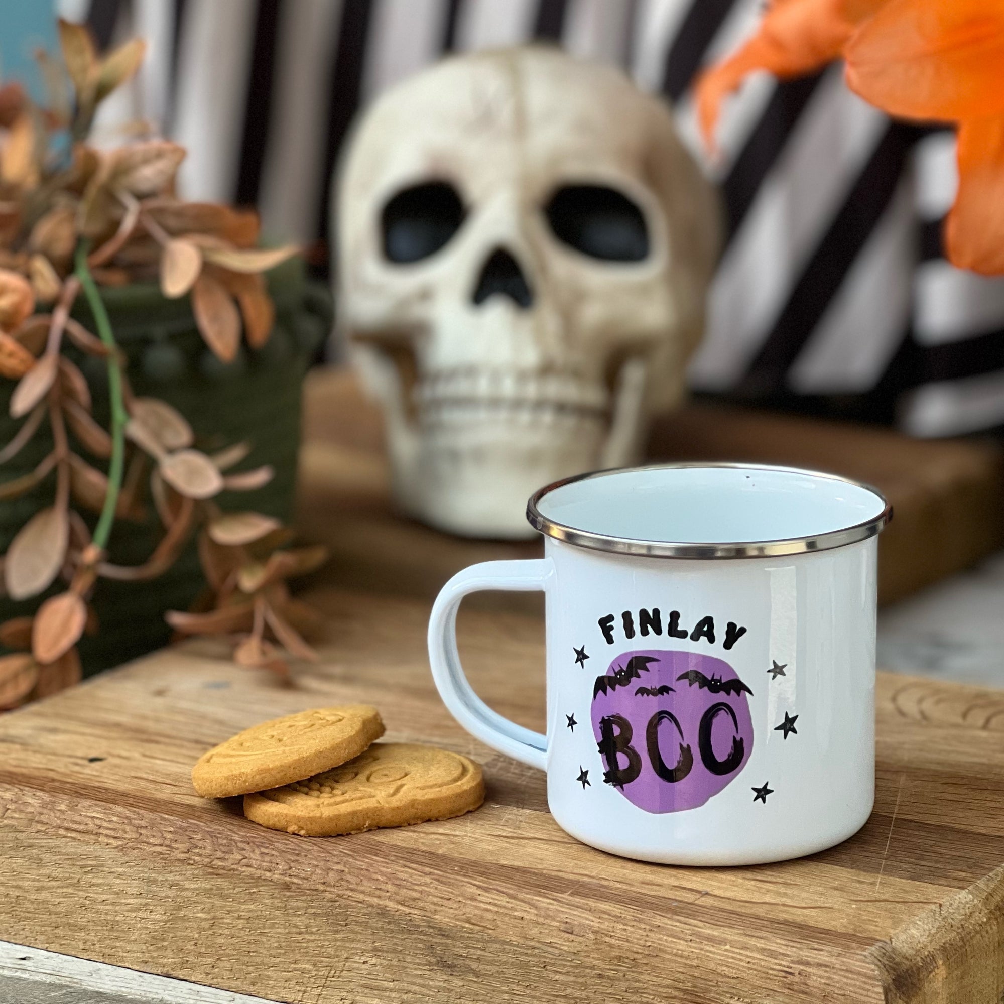 Personalised Boo! Halloween Enamel Mug