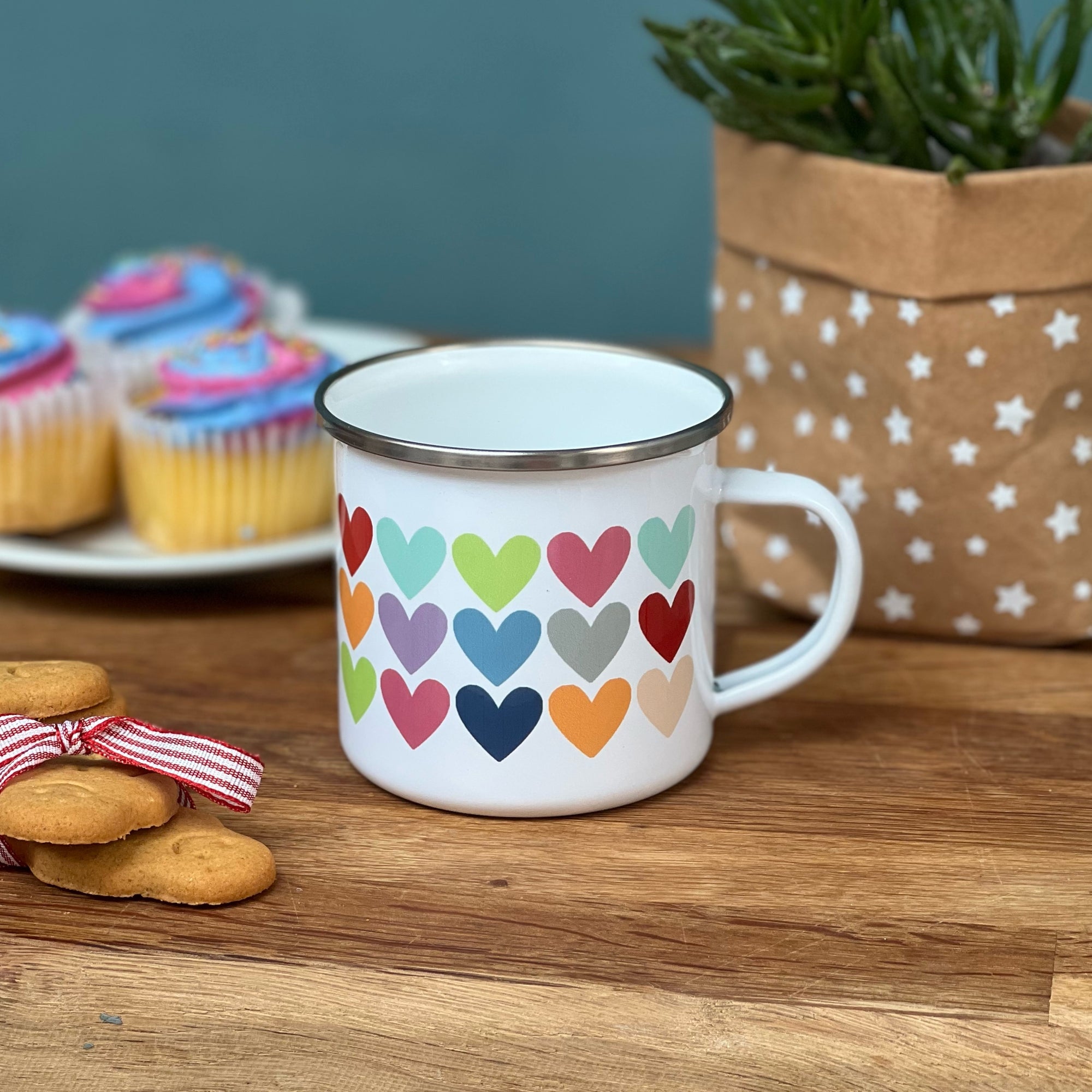 Rainbow Heart Personalised Enamel Mug