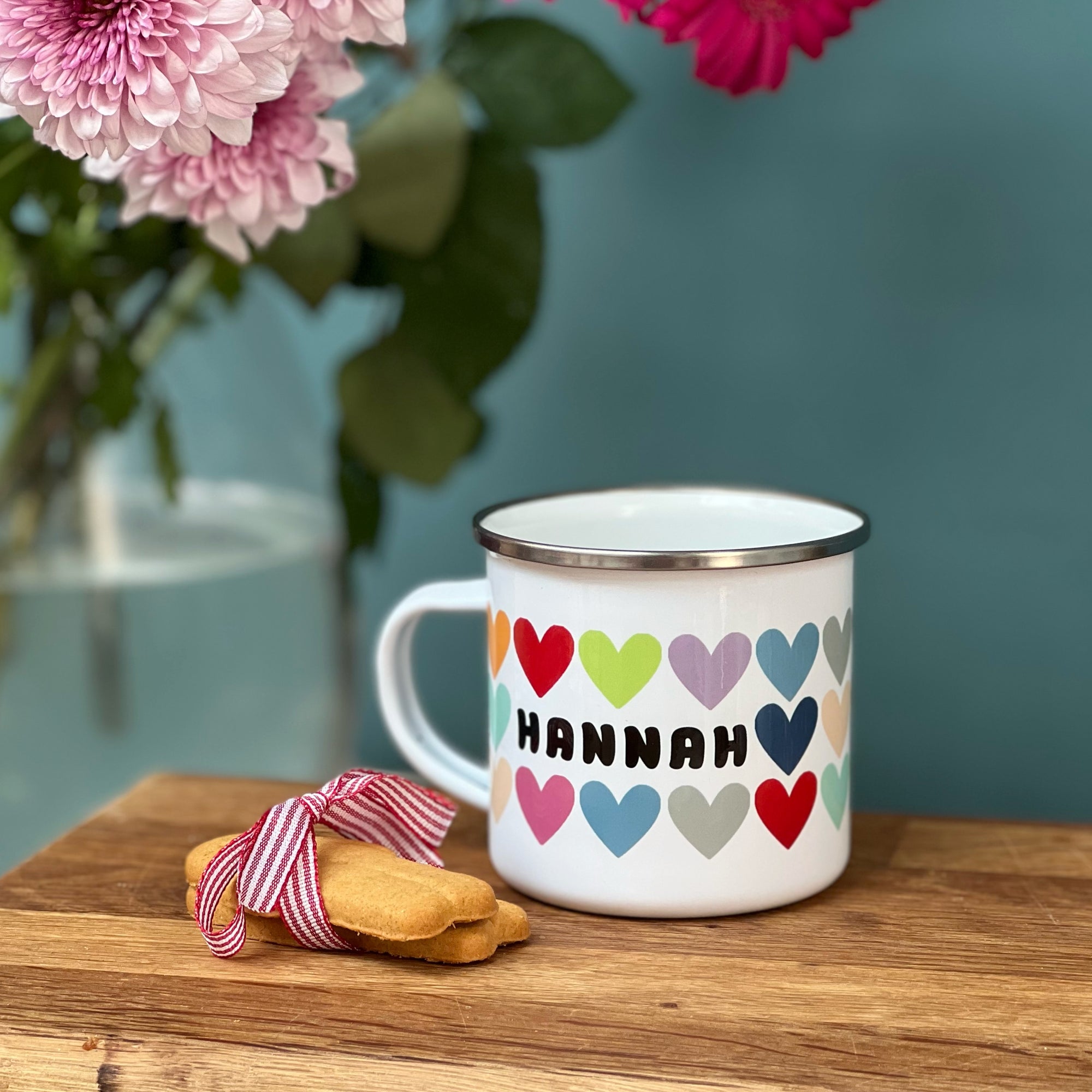 Rainbow Heart Personalised Enamel Mug